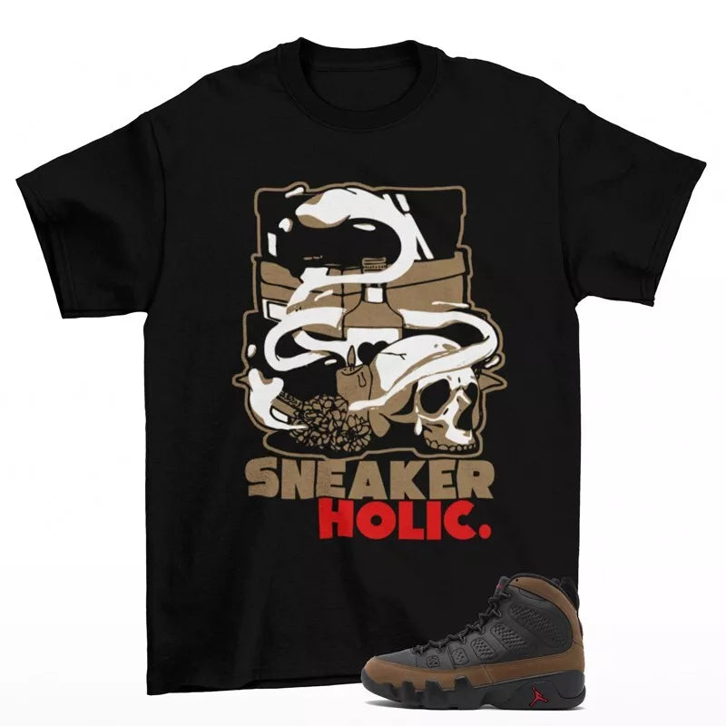 Sneaker Holic Shirt Black to Match Jordan 9 Retro Olive HV4794-030 T-Shirt, Sneaker Match Tee