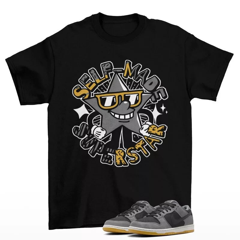 Superstar Sneaker Shirt to Match Dunk SB Low Black Smoke Grey HF3063-001 T-Shirt, Sneaker Match Tee