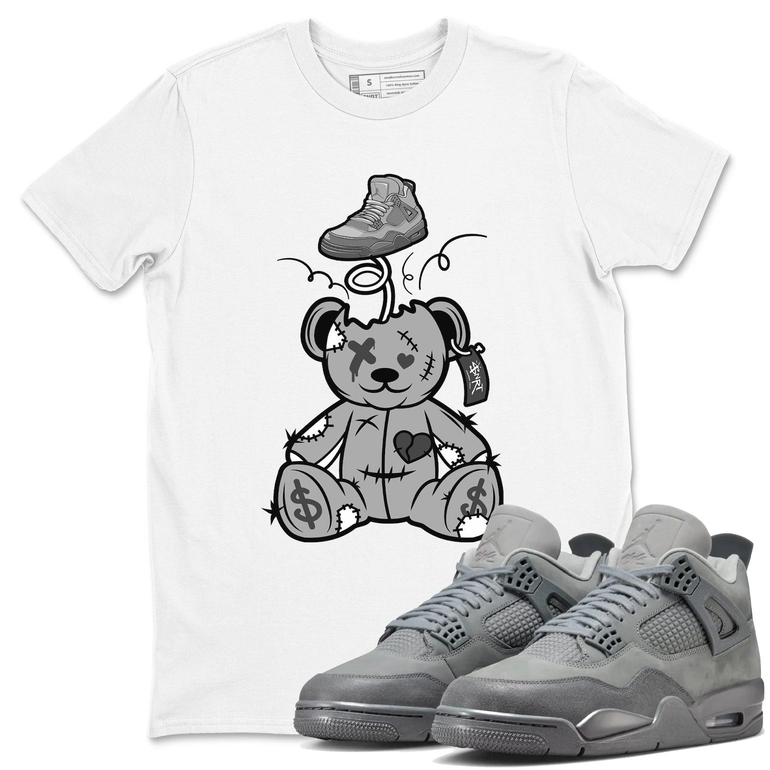 Surprise Teddy Bear Sneaker T-Shirt To Match Jordan Jordan 4 SE Wet Cement, FQ7928-001 T-Shirt, Sneaker Match Tee