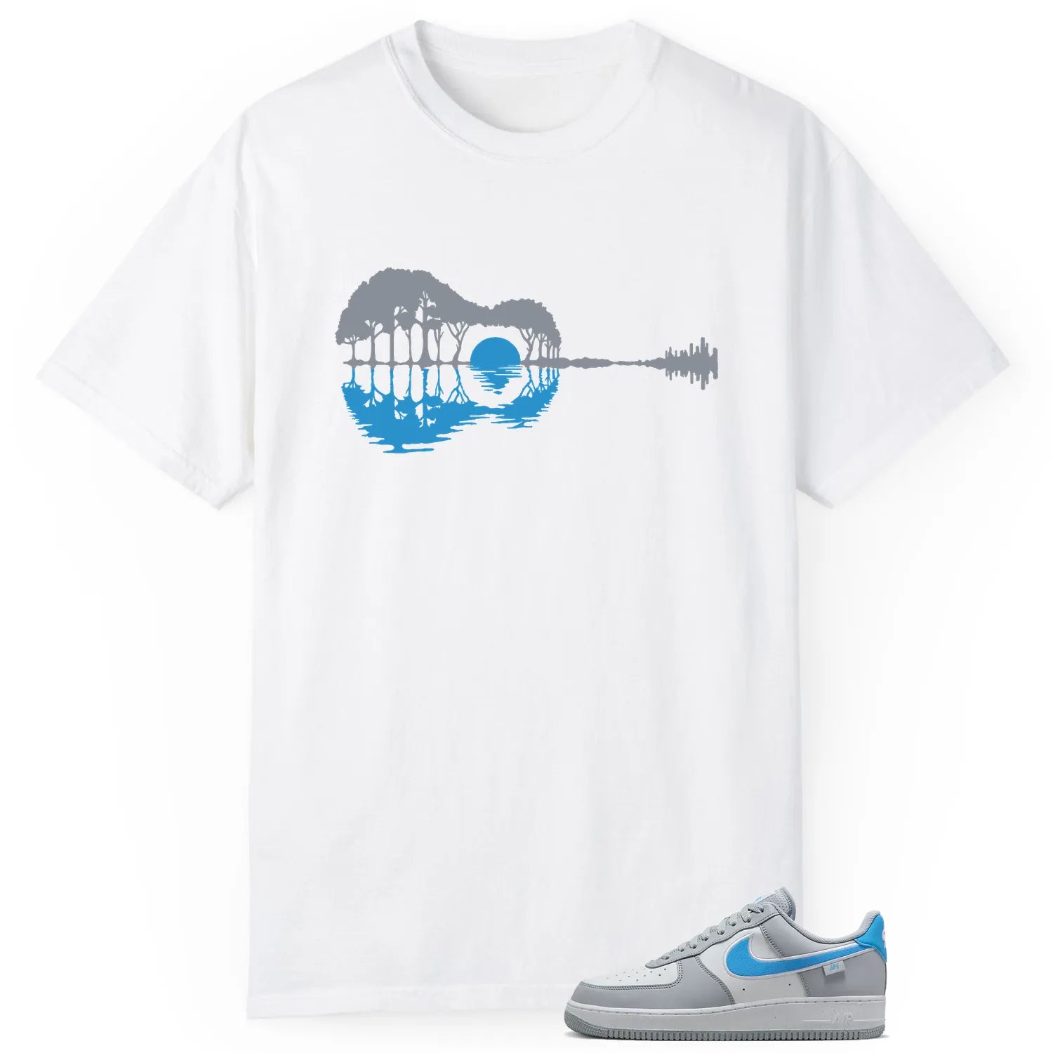 Guitar Shirt for Air Force 1 Low '07 Next Nature Wolf Grey University Blue Sneaker HM0721-001 T-Shirt, Sneaker Match Tee