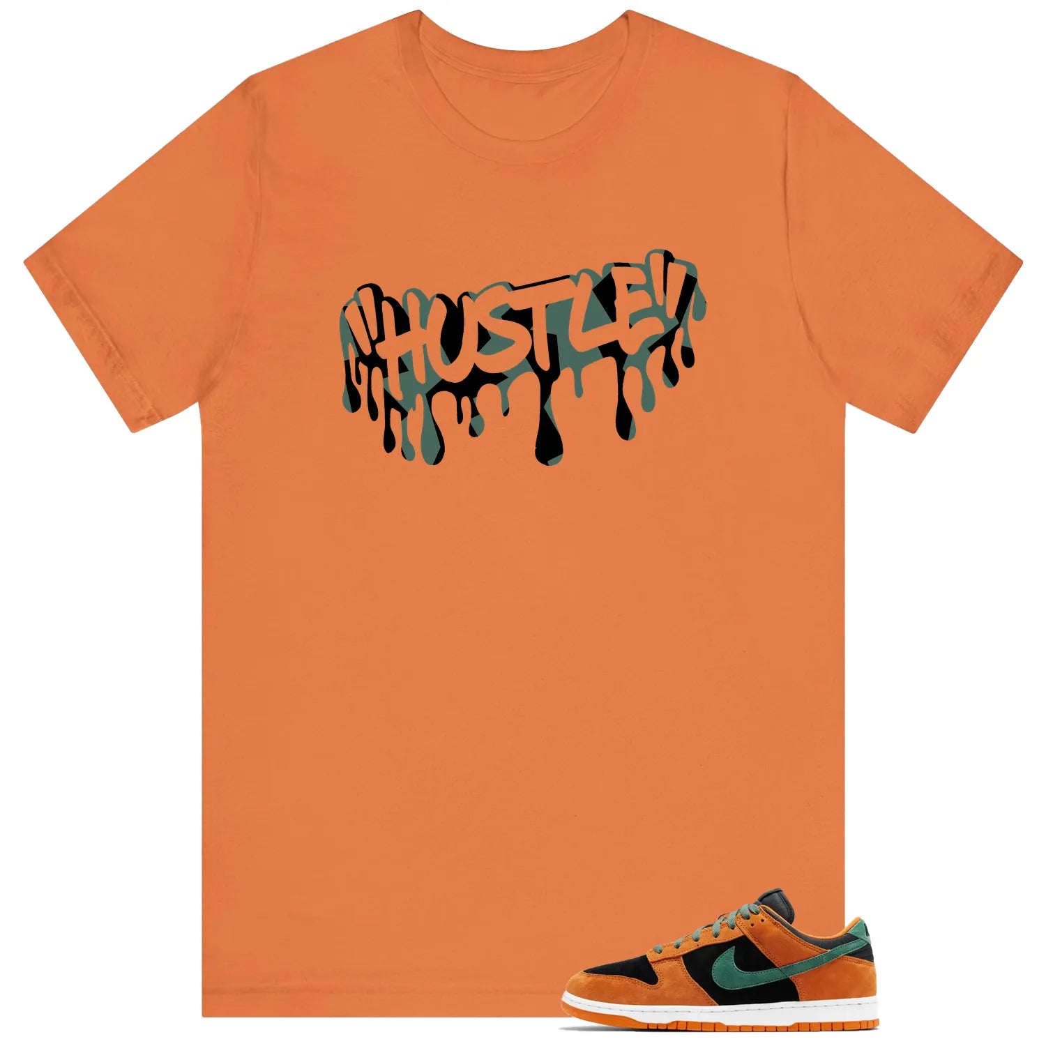 Hustle Drip Tee Matching Dunk Low Ceramic Black Nori  DA1469-001 T-Shirt, Sneaker Match Tee