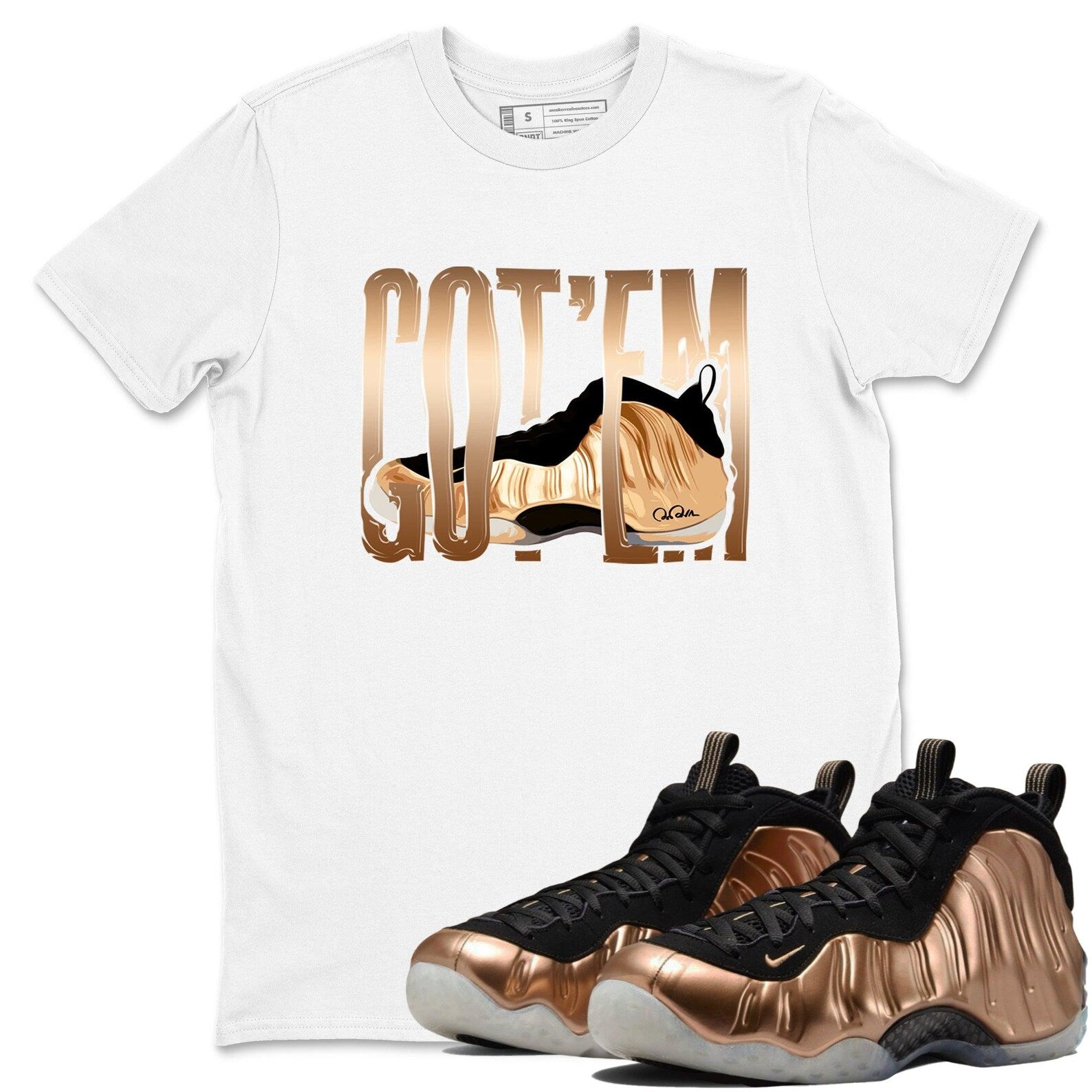 Wiggling Gotem Unisex Cotton T-Shirt To Match Air Foamposite One Metallic Copper,FZ9902-001 T-Shirt, Sneaker Match Tee