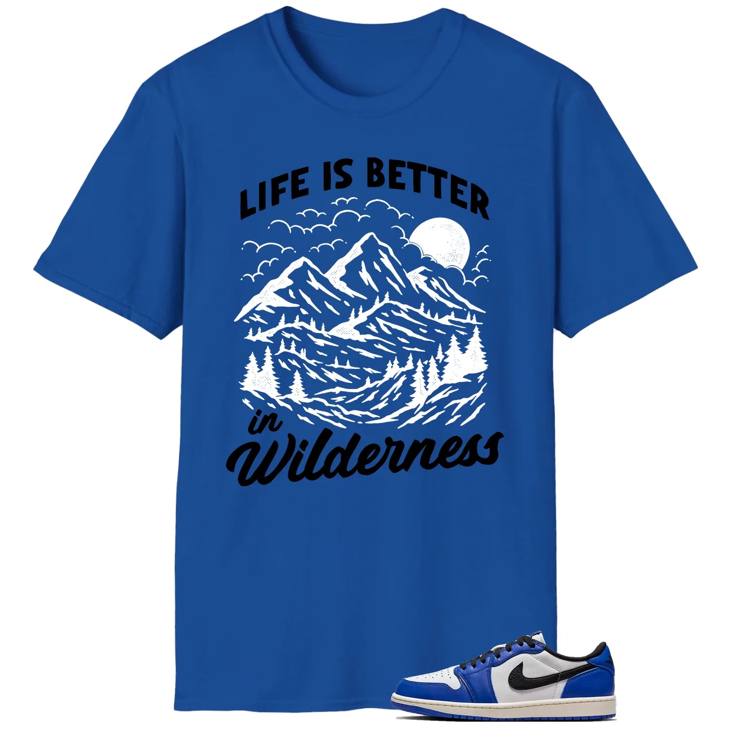 Wilderness Tee , Perfect with Air Jordan 1 Low Game Royal CZ0790-140 T-Shirt, Sneaker Match Tee