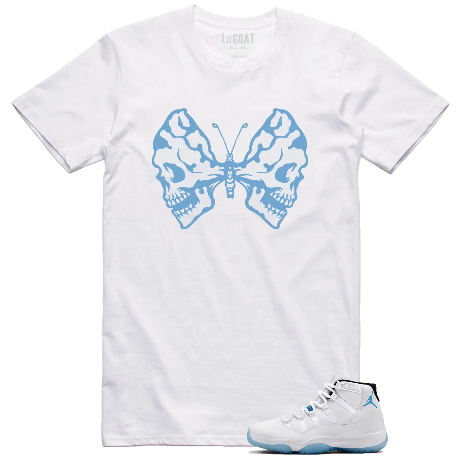 Butterfly Skulls Shirt for Jordan 11 Legend Blue Fans CT8012-104 T-Shirt, Sneaker Match Tee