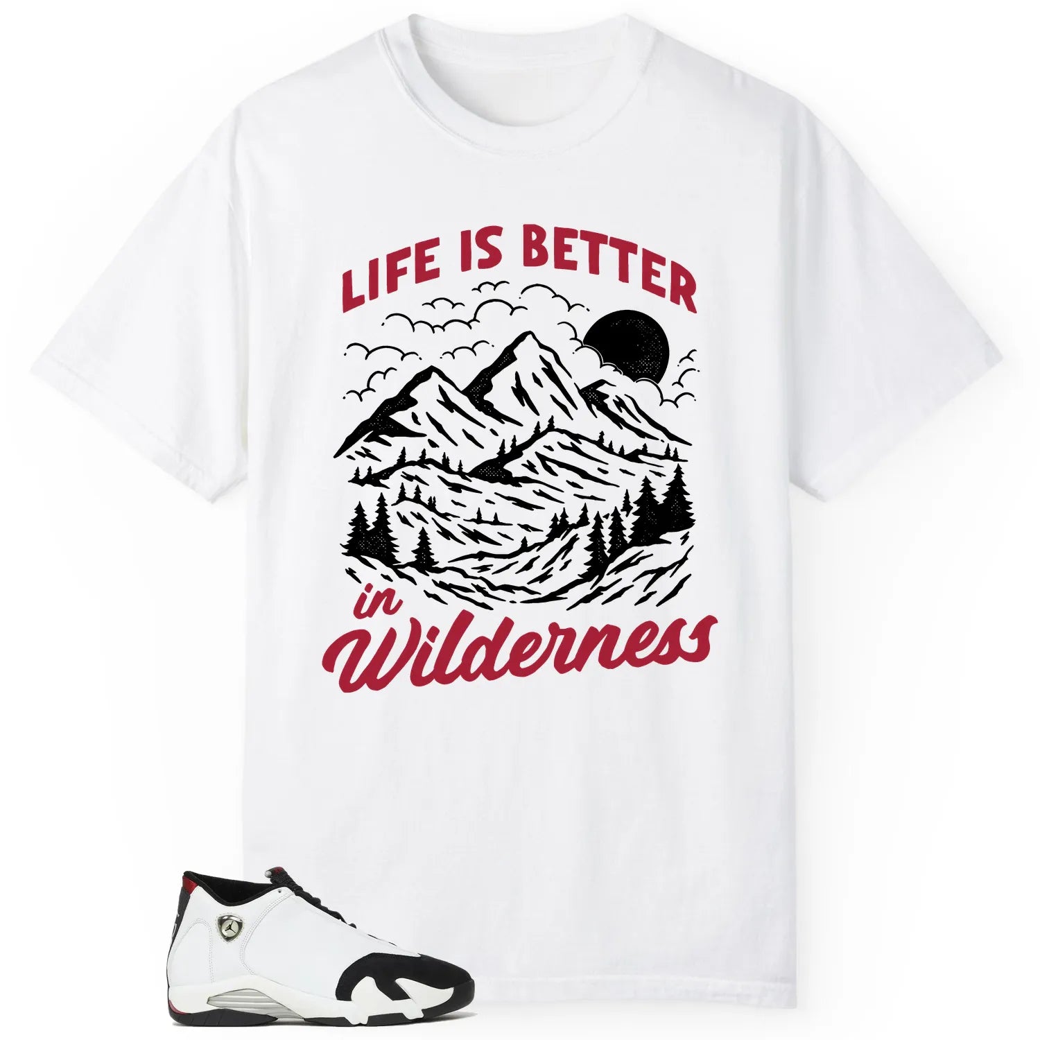 Wilderness Tee , Perfect with Air Jordan 14 Black Toe 2024 487471-160 T-Shirt, Sneaker Match Tee