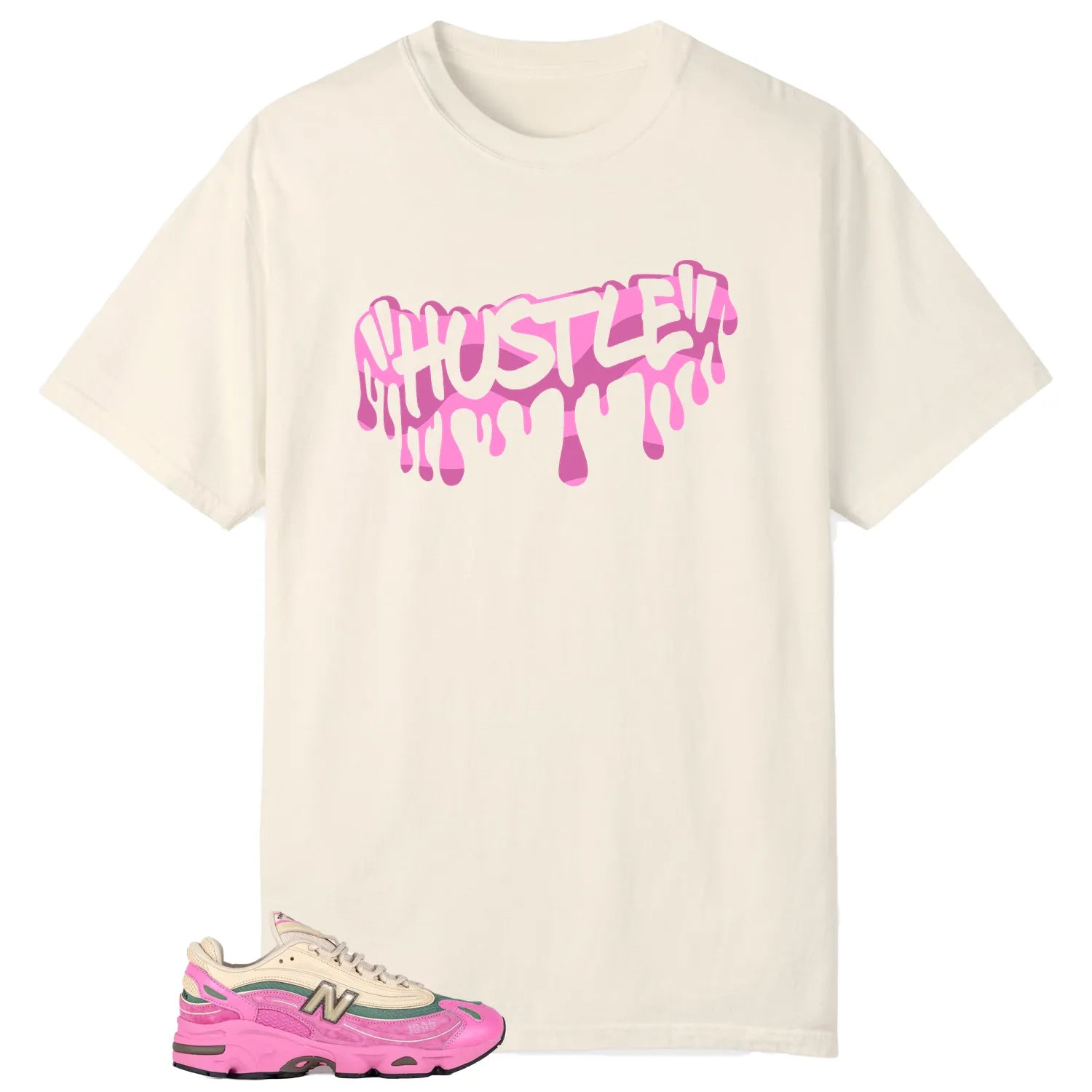 Hustle Drip Tee Matching New Balance 1000 Tan Pink M1000MC T-Shirt, Sneaker Match Tee