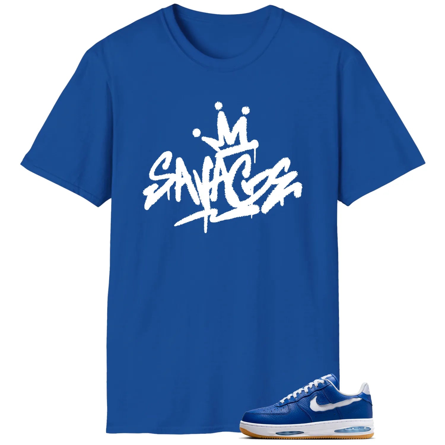 Savage Style Shirt for Air Force 1 Low Evo Team Royal Lovers HF3630-400 T-Shirt, Sneaker Match Tee