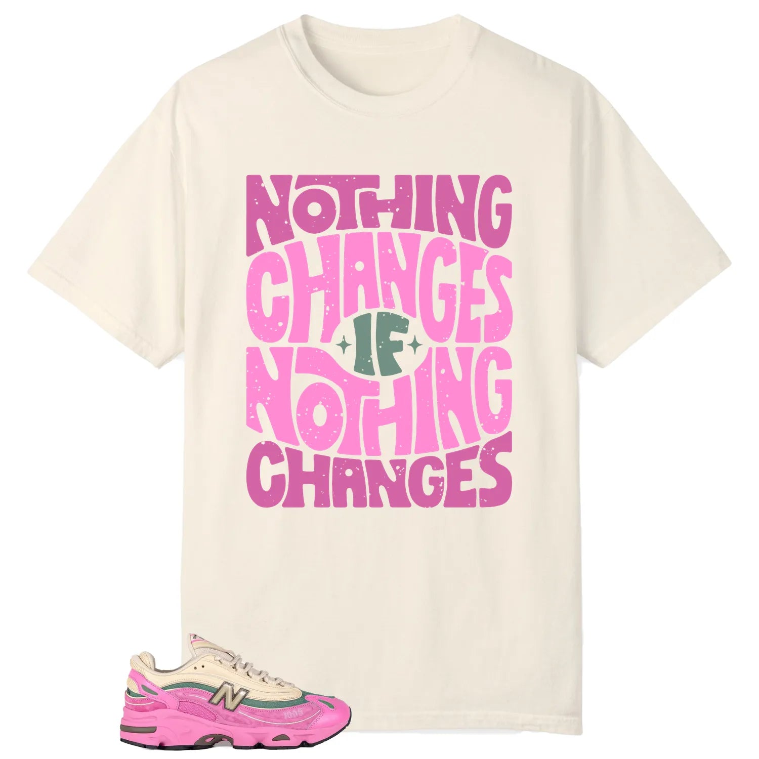 New Balance 1000 Tan Pink Style: Nothing Changes Tee M1000MC T-Shirt, Sneaker Match Tee