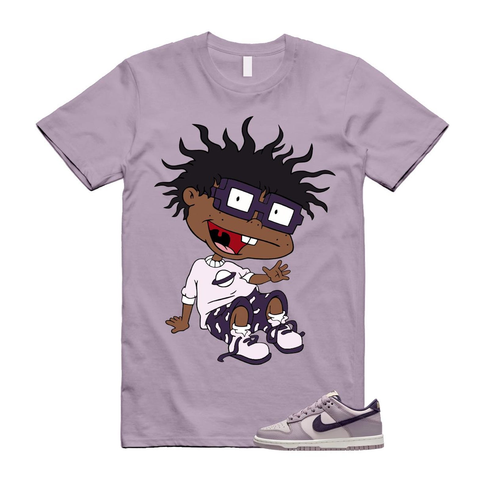 Dunk Light Violet Ore Platinum Dark Raisin T Shirt Match FINSTER HQ3642-202 T-Shirt, Sneaker Match Tee