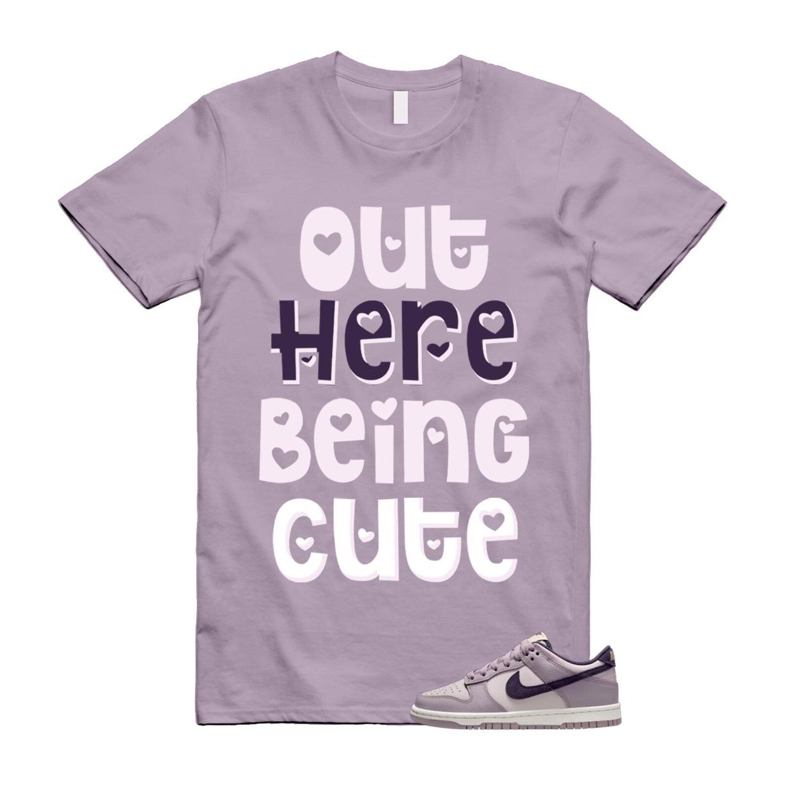 Dunk Light Violet Ore Platinum Dark Raisin T Shirt Match CUTE HQ3642-202 T-Shirt, Sneaker Match Tee