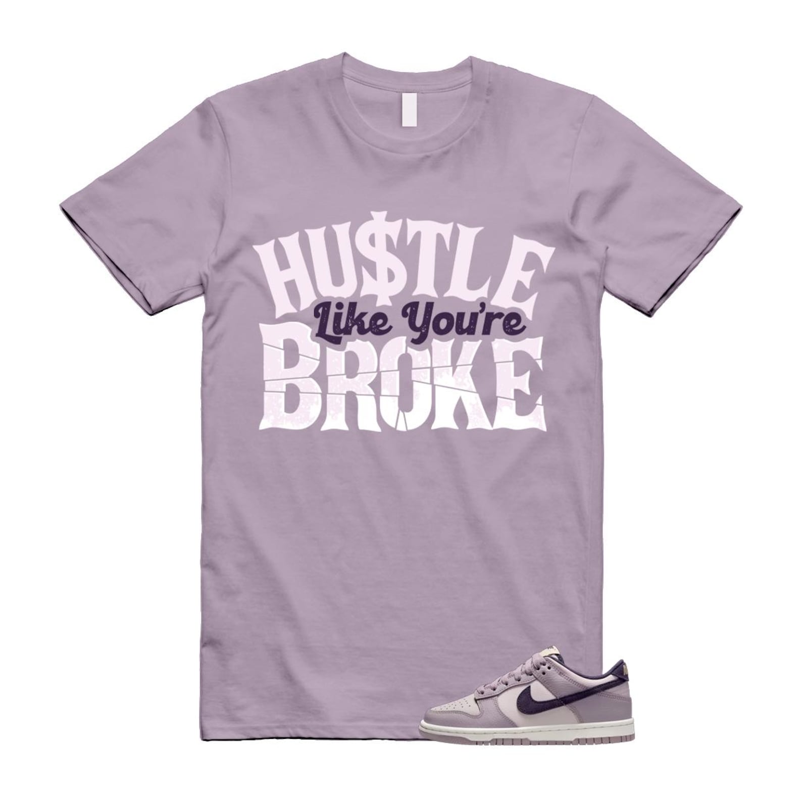 Dunk Light Violet Ore Platinum Dark Raisin T Shirt Match BROKE HQ3642-202 T-Shirt, Sneaker Match Tee