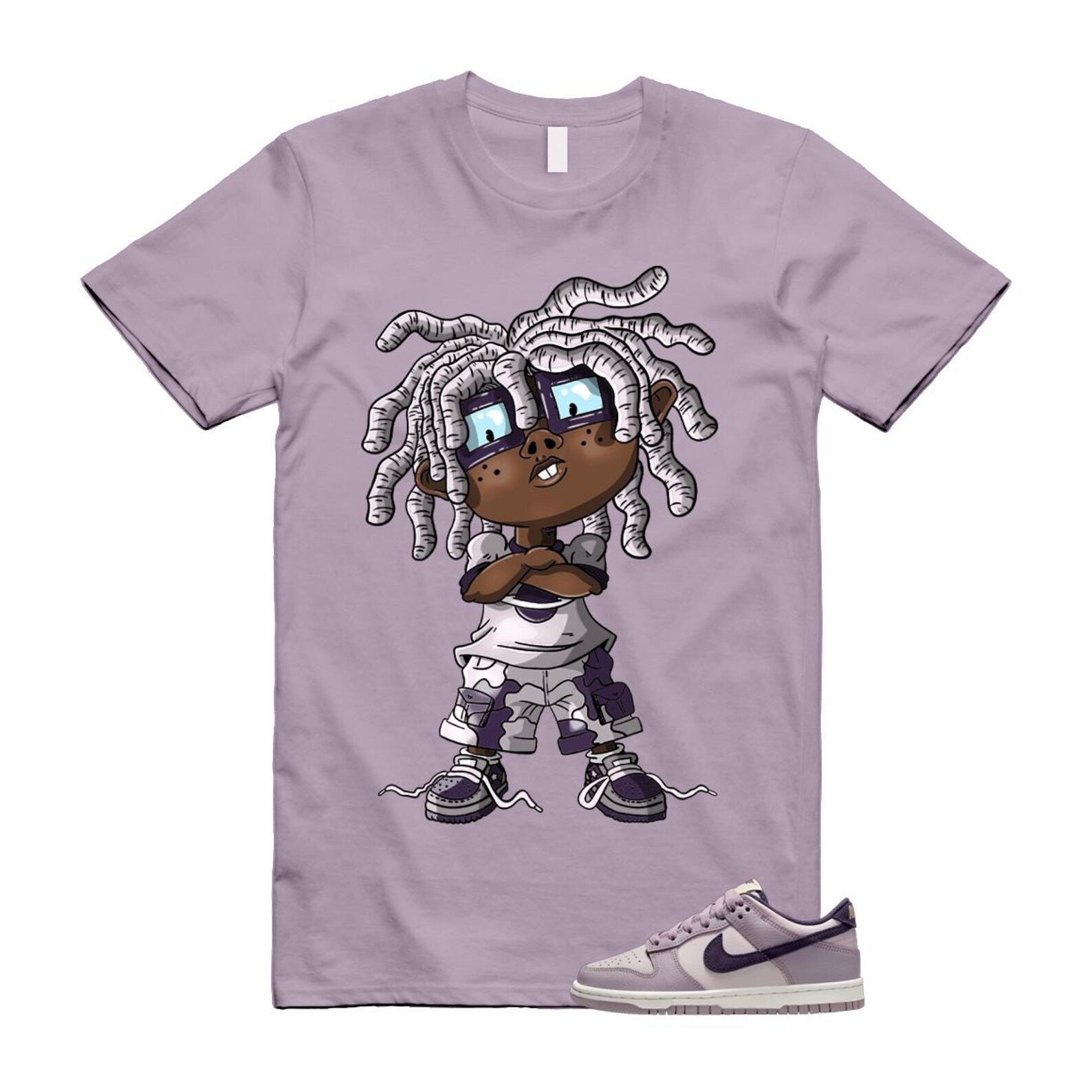 Dunk Light Violet Ore Platinum Dark Raisin T Shirt Match CHONGO HQ3642-202 T-Shirt, Sneaker Match Tee