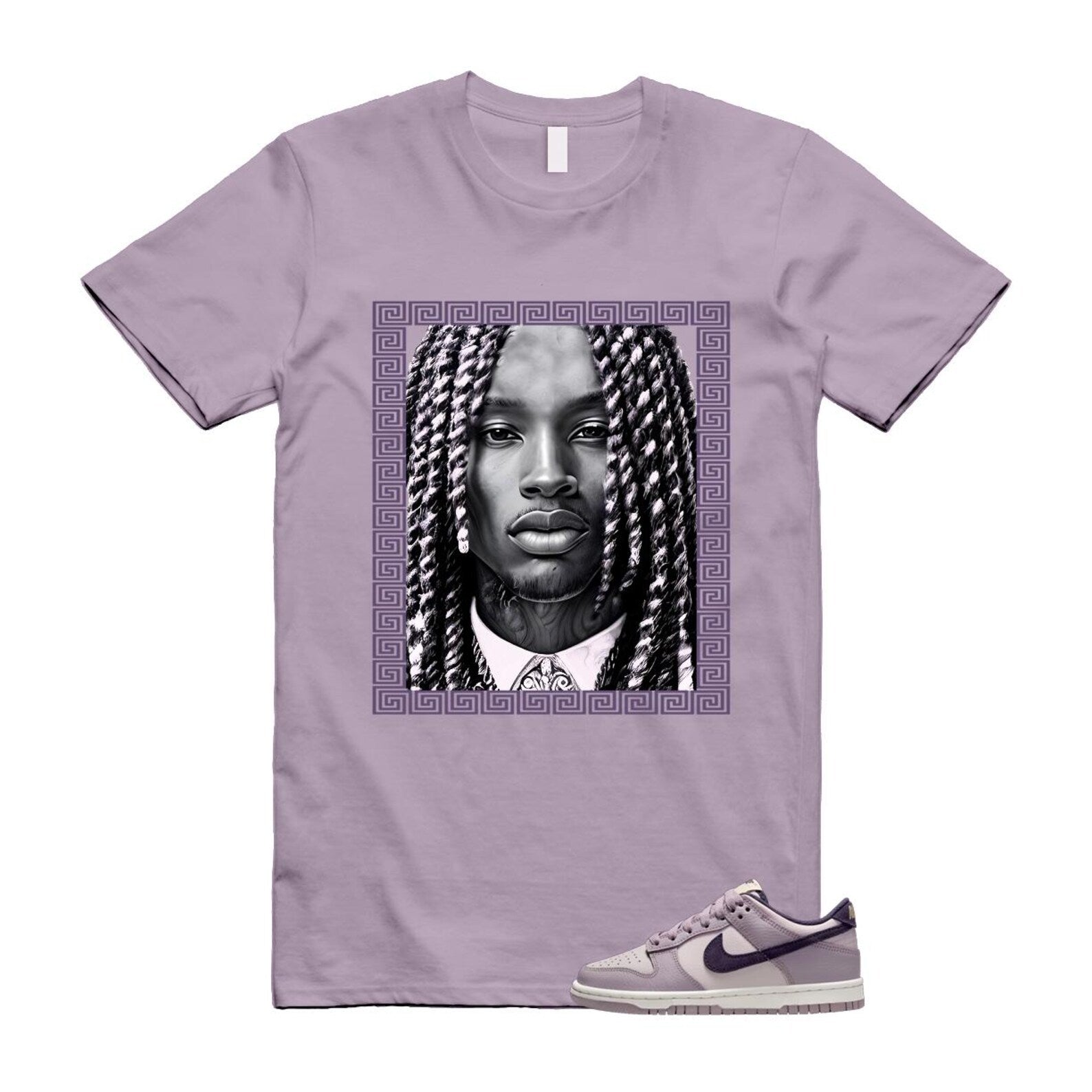 Dunk Light Violet Ore Platinum Dark Raisin T Shirt Match VON HQ3642-202 T-Shirt, Sneaker Match Tee