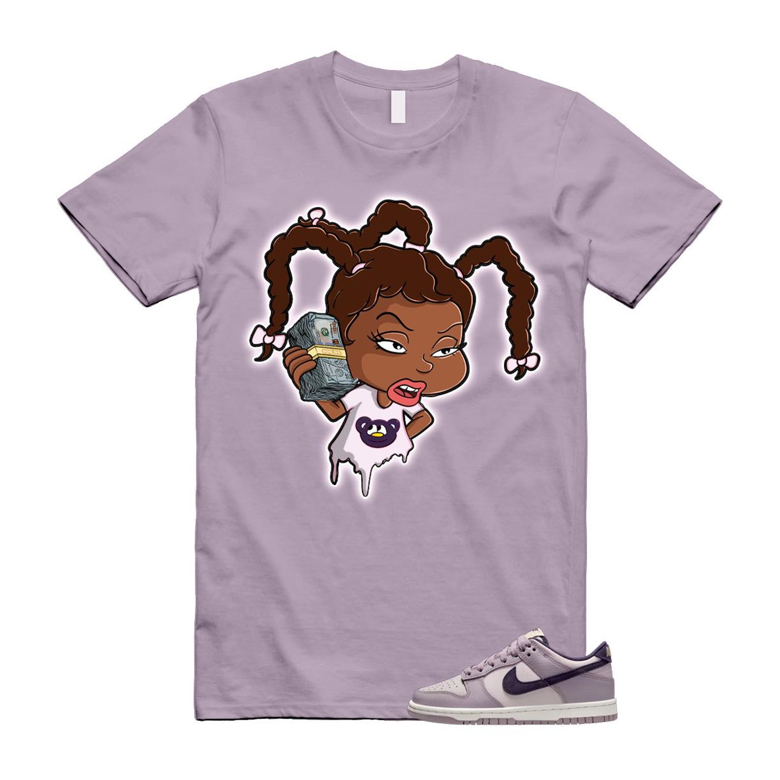 Dunk Light Violet Ore Platinum Dark Raisin T Shirt Match SUSIE HQ3642-202 T-Shirt, Sneaker Match Tee