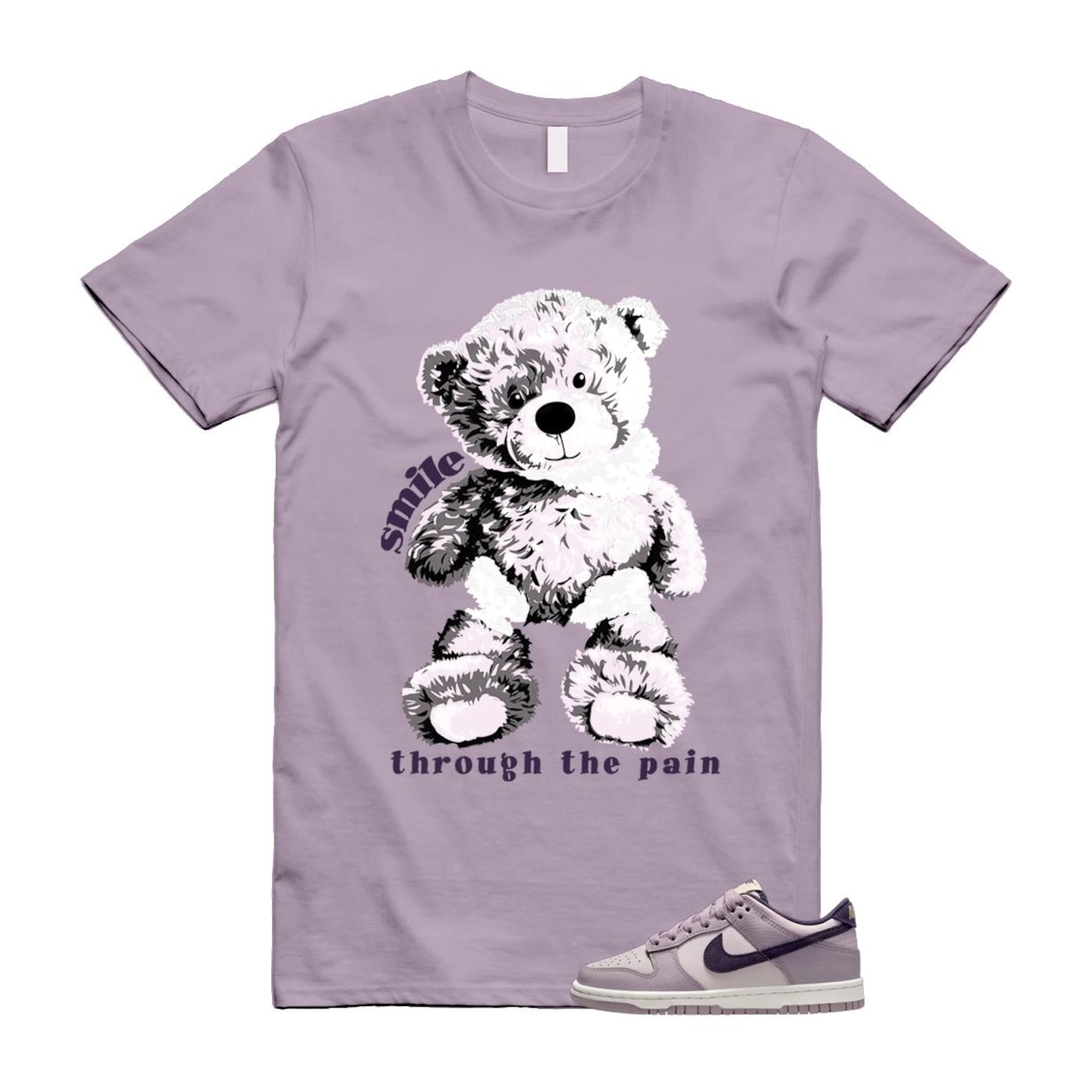 Dunk Light Violet Ore Platinum Dark Raisin T Shirt Match SMILE HQ3642-202 T-Shirt, Sneaker Match Tee