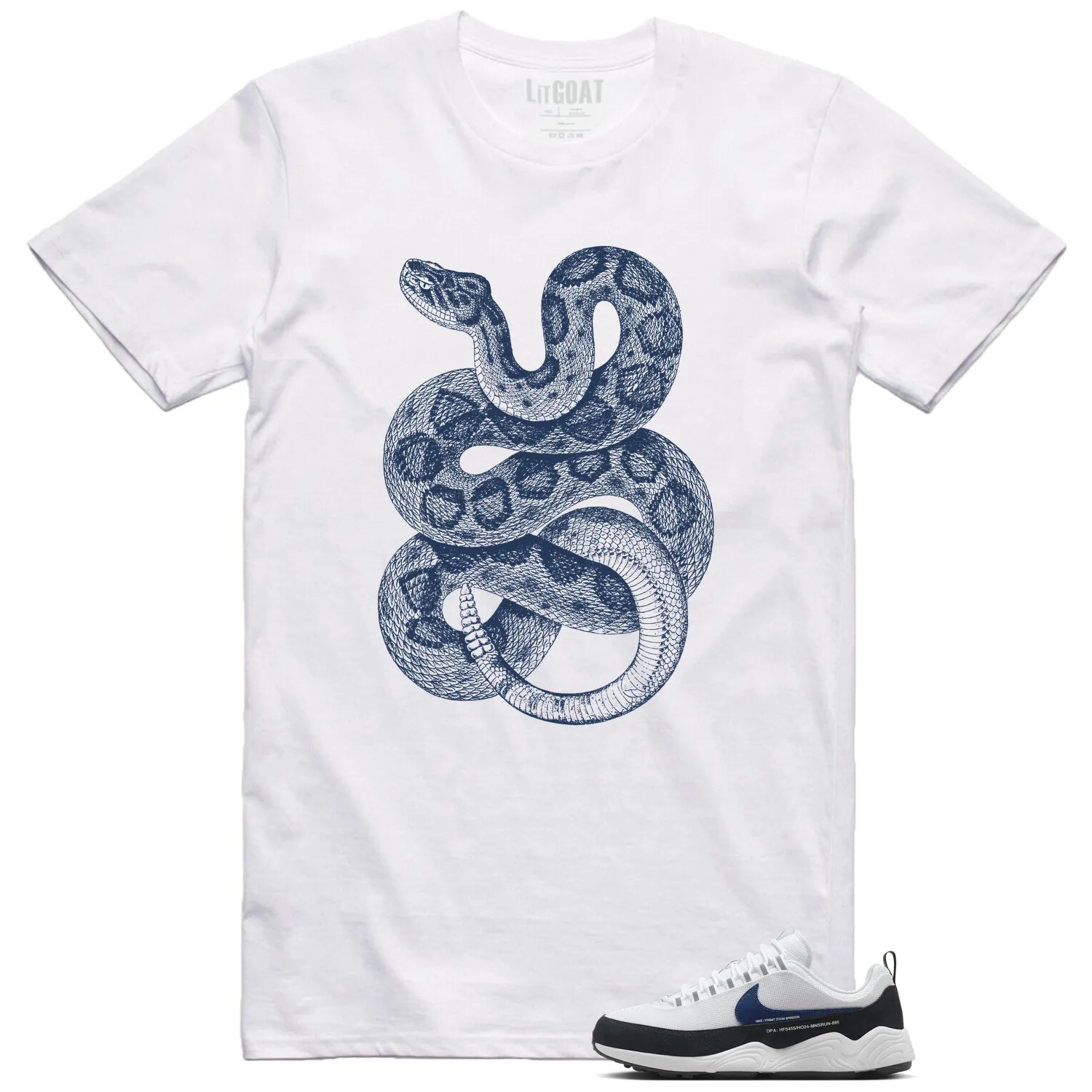Python Snake Shirt for Air Zoom Spiridon Fragment Blue Void Sneaker HF5455-100 T-Shirt, Sneaker Match Tee