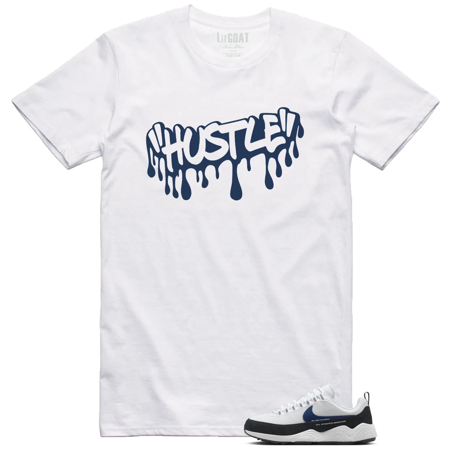Hustle Drip Tee Matching Air Zoom Spiridon Fragment Blue Void HF5455-100 T-Shirt, Sneaker Match Tee