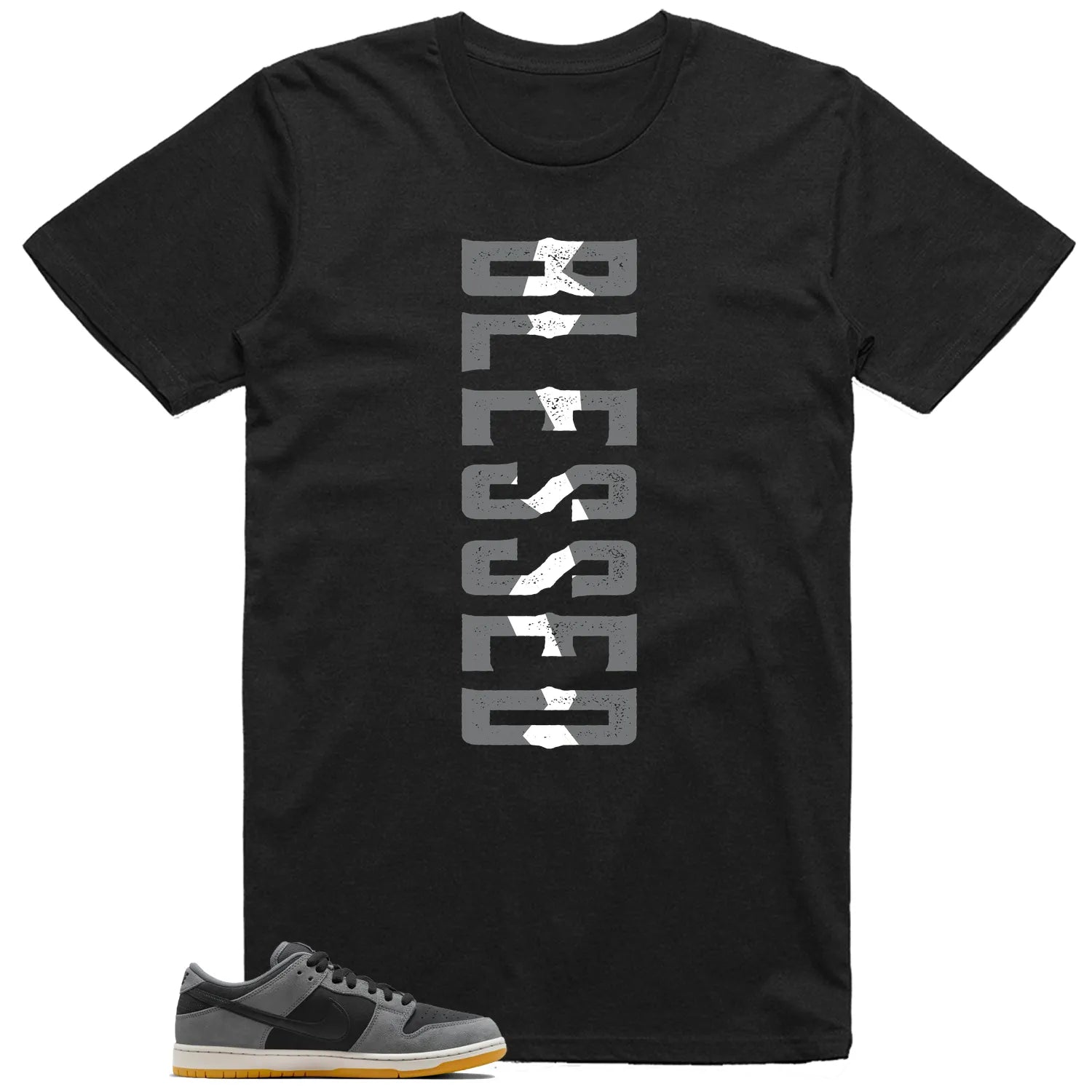 Blessed Tee , SB Dunk Low Dark Smoke Grey Match HF3063-001 T-Shirt, Sneaker Match Tee