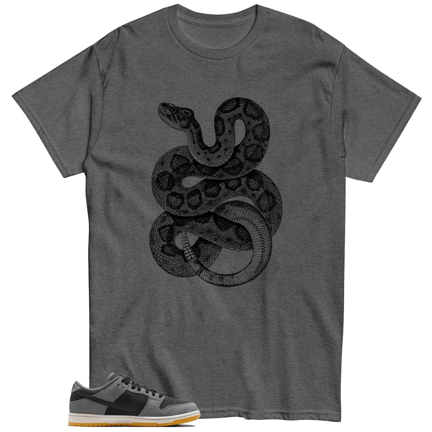Python Snake Shirt for SB Dunk Low Dark Smoke Grey Sneaker HF3063-001 T-Shirt, Sneaker Match Tee