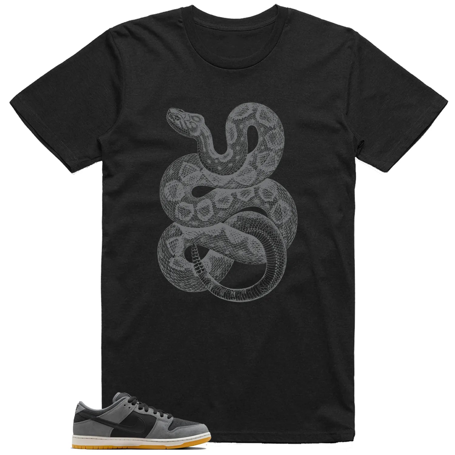 Python Snake Shirt for SB Dunk Low Dark Smoke Grey Sneaker HF3063-001 T-Shirt, Sneaker Match Tee