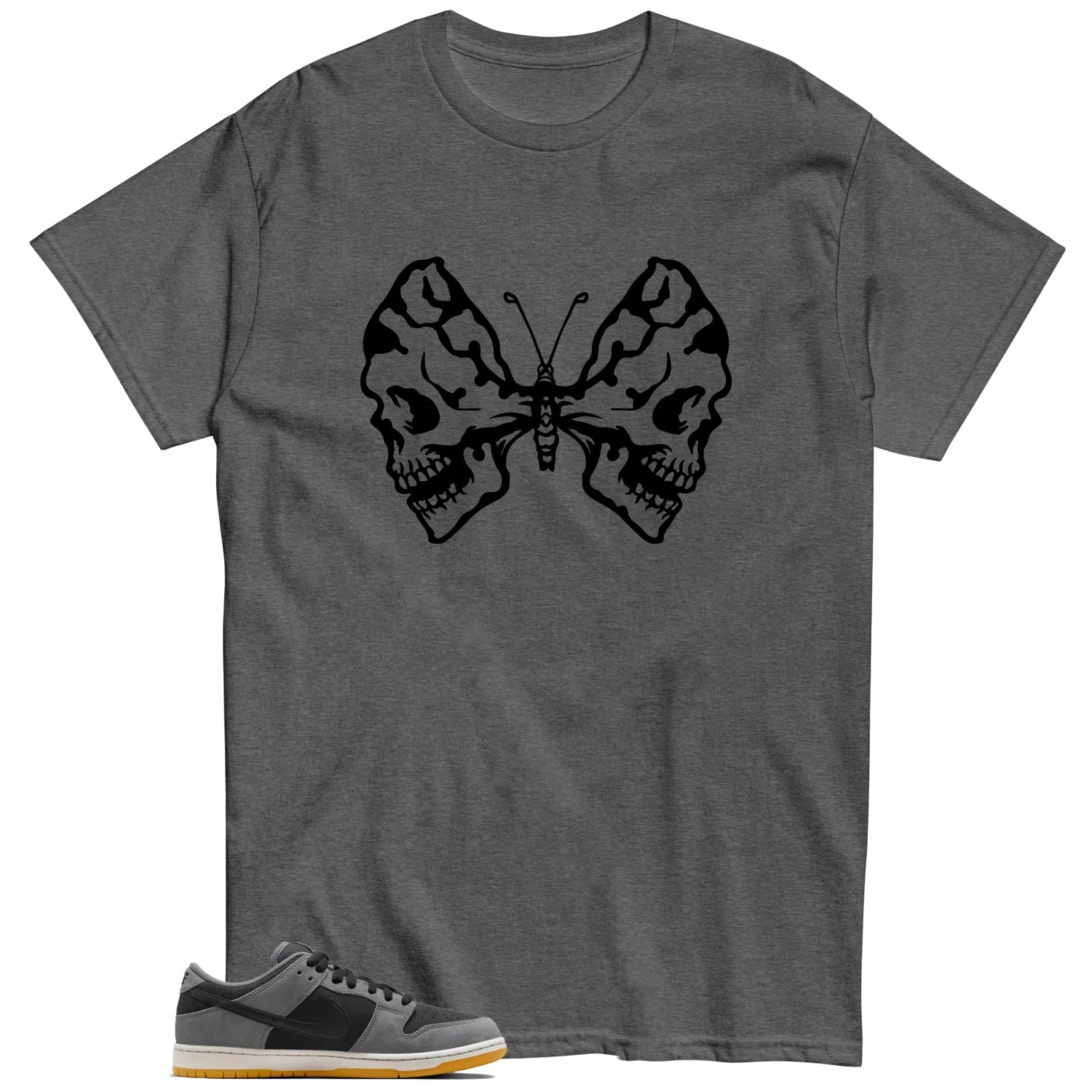 Butterfly Skulls Shirt for SB Dunk Low Dark Smoke Grey Fans HF3063-001 T-Shirt, Sneaker Match Tee