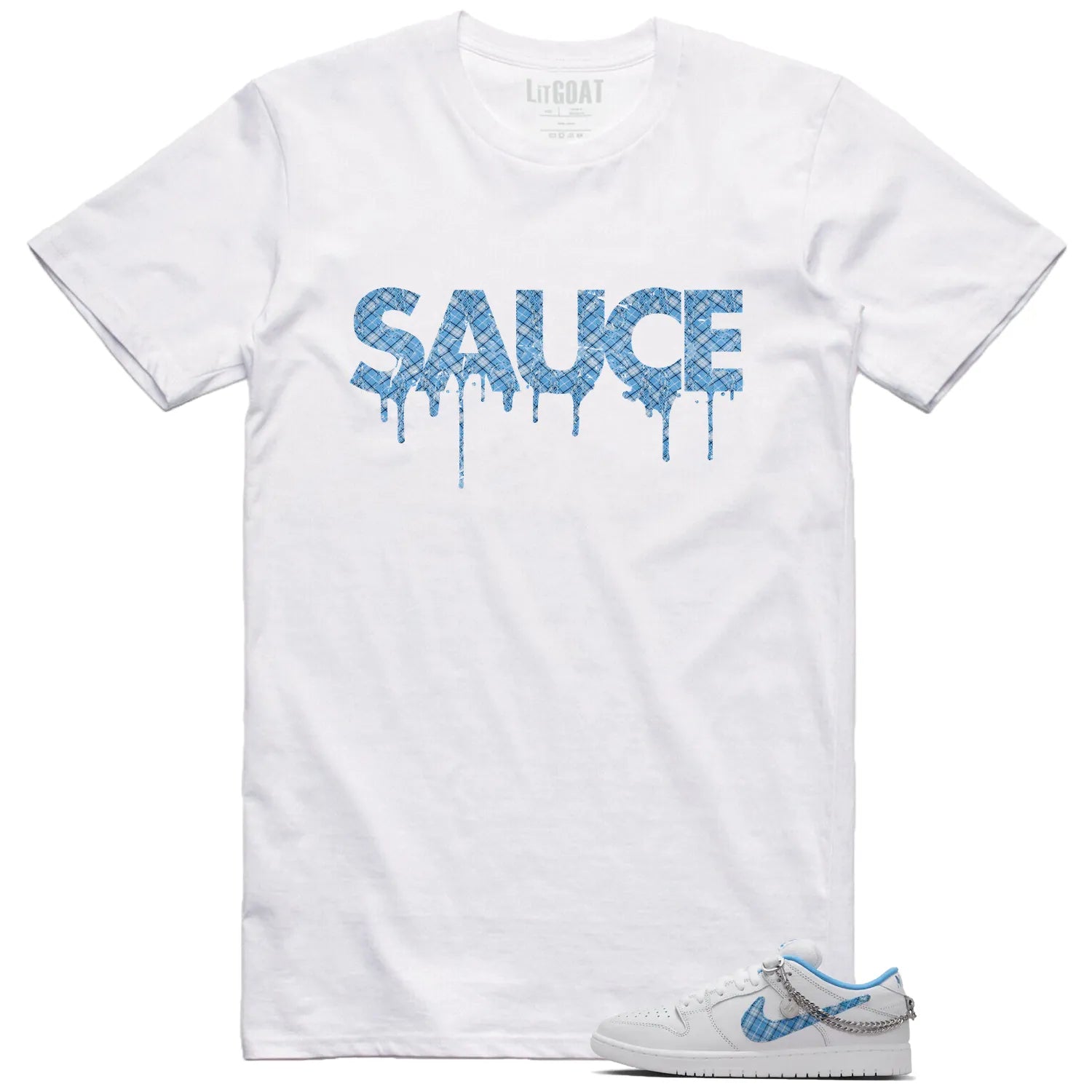 Sauce Tee to Match Your SB Dunk Low Pro x Nicole Hause White University Blue FZ8802-100 T-Shirt, Sneaker Match Tee