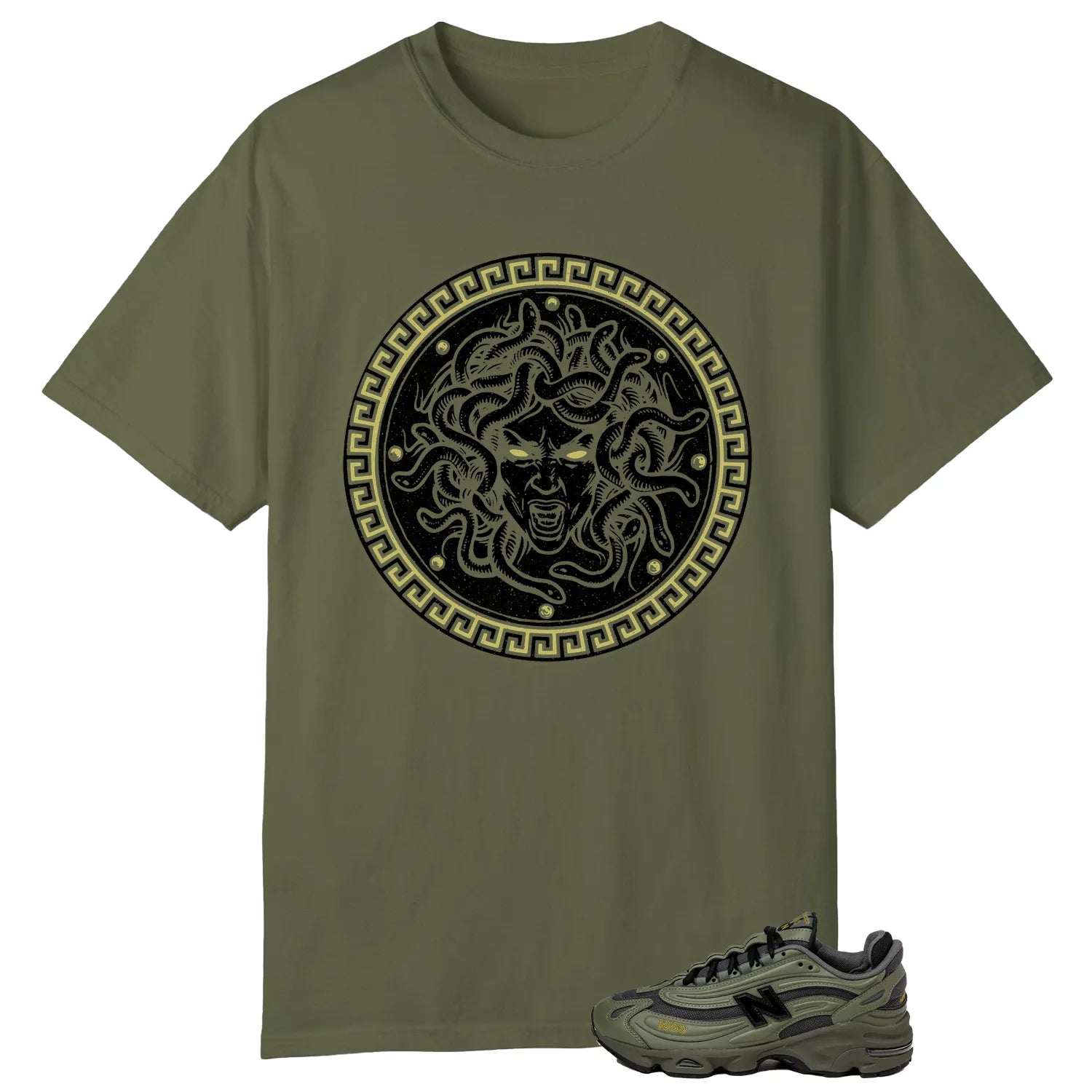 Medusa Tee for New Balance 1000 Dark Olivine Kicks M1000EA T-Shirt, Sneaker Match Tee