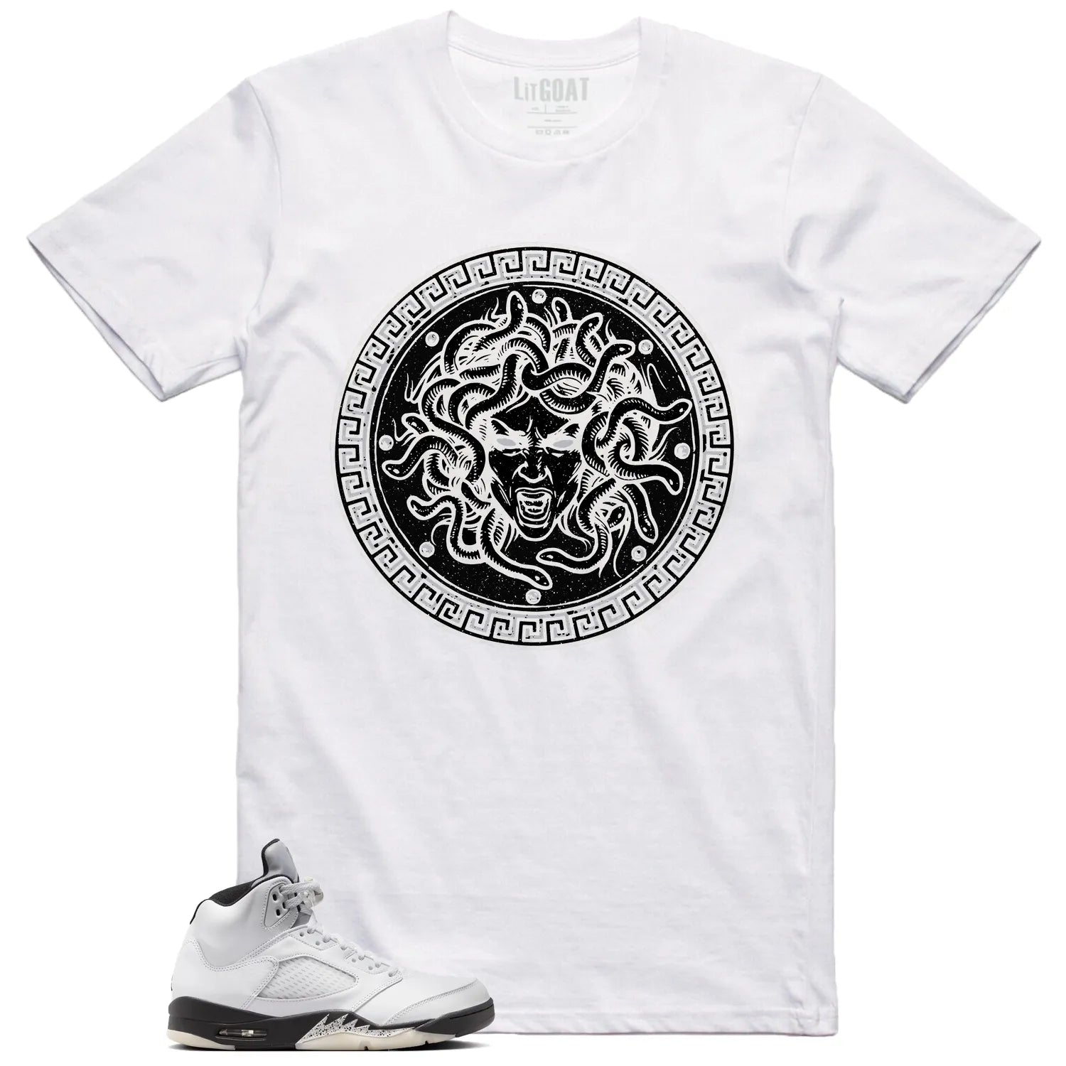 Medusa Tee for Air Jordan 5 Reverse Metallic Kicks DD0587-110 T-Shirt, Sneaker Match Tee