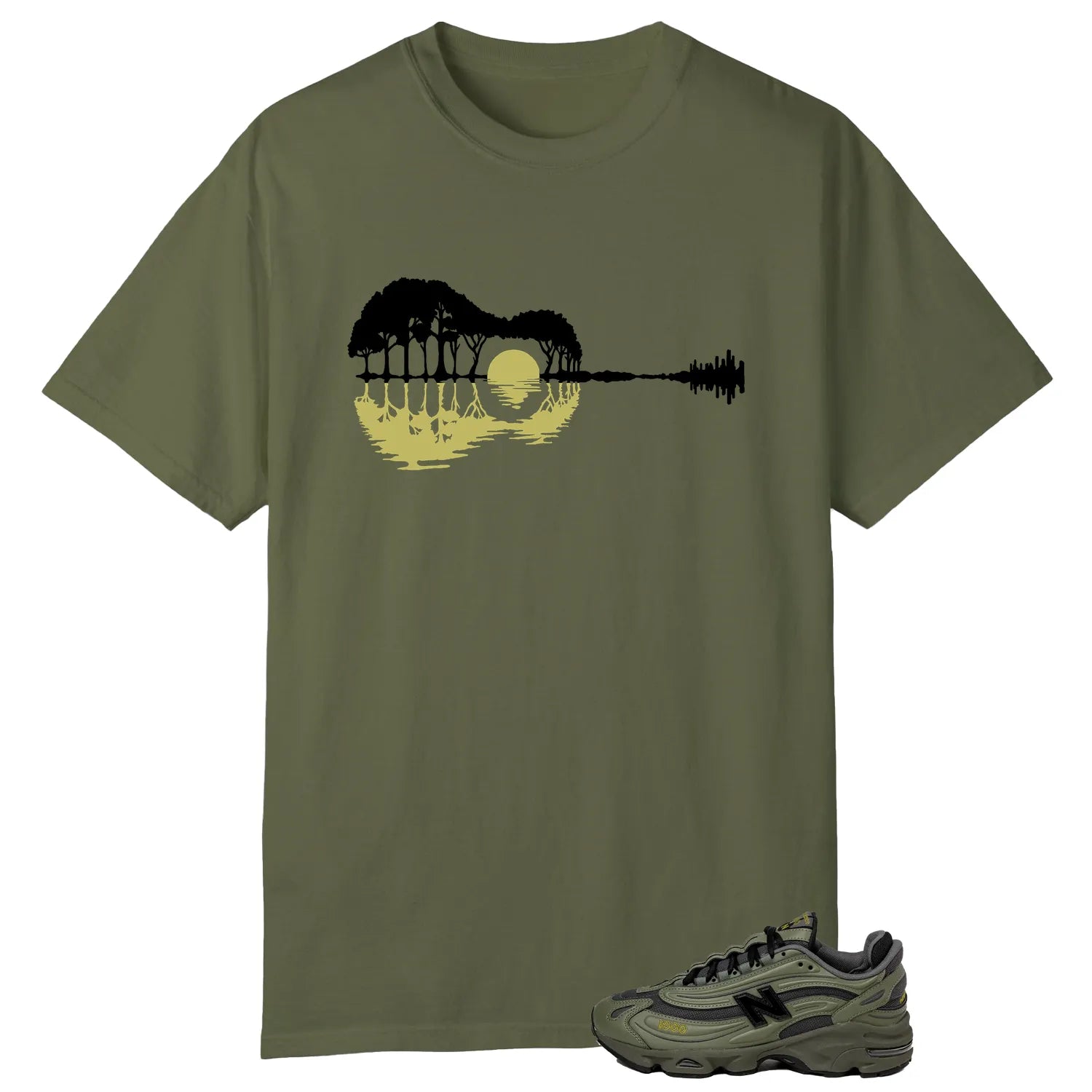 Guitar Shirt for New Balance 1000 Dark Olivine Sneaker M1000EA T-Shirt, Sneaker Match Tee