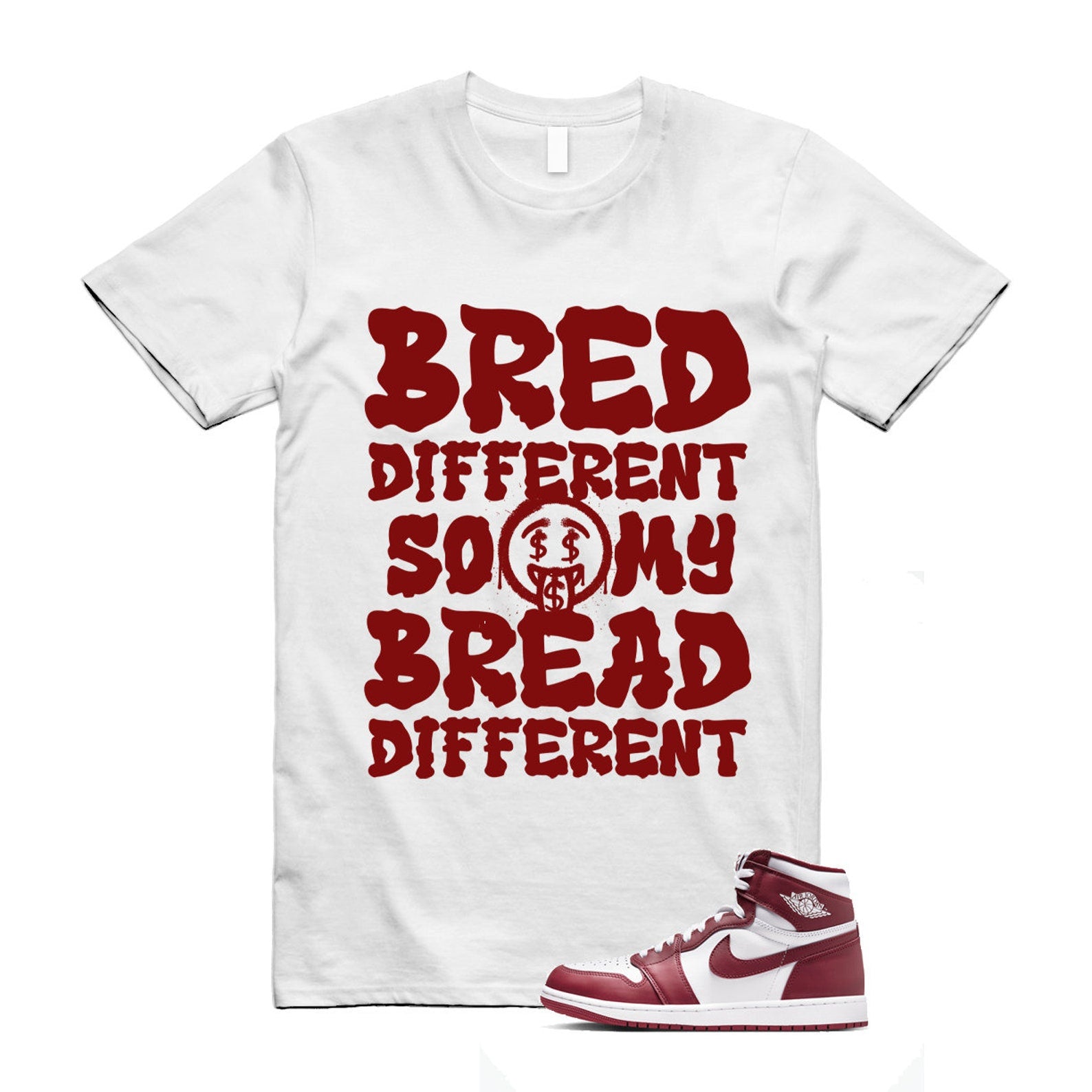 1 Artisanal Team Red Retro High OG White T Shirt Match BDBD DZ5485-160 T-Shirt, Sneaker Match Tee