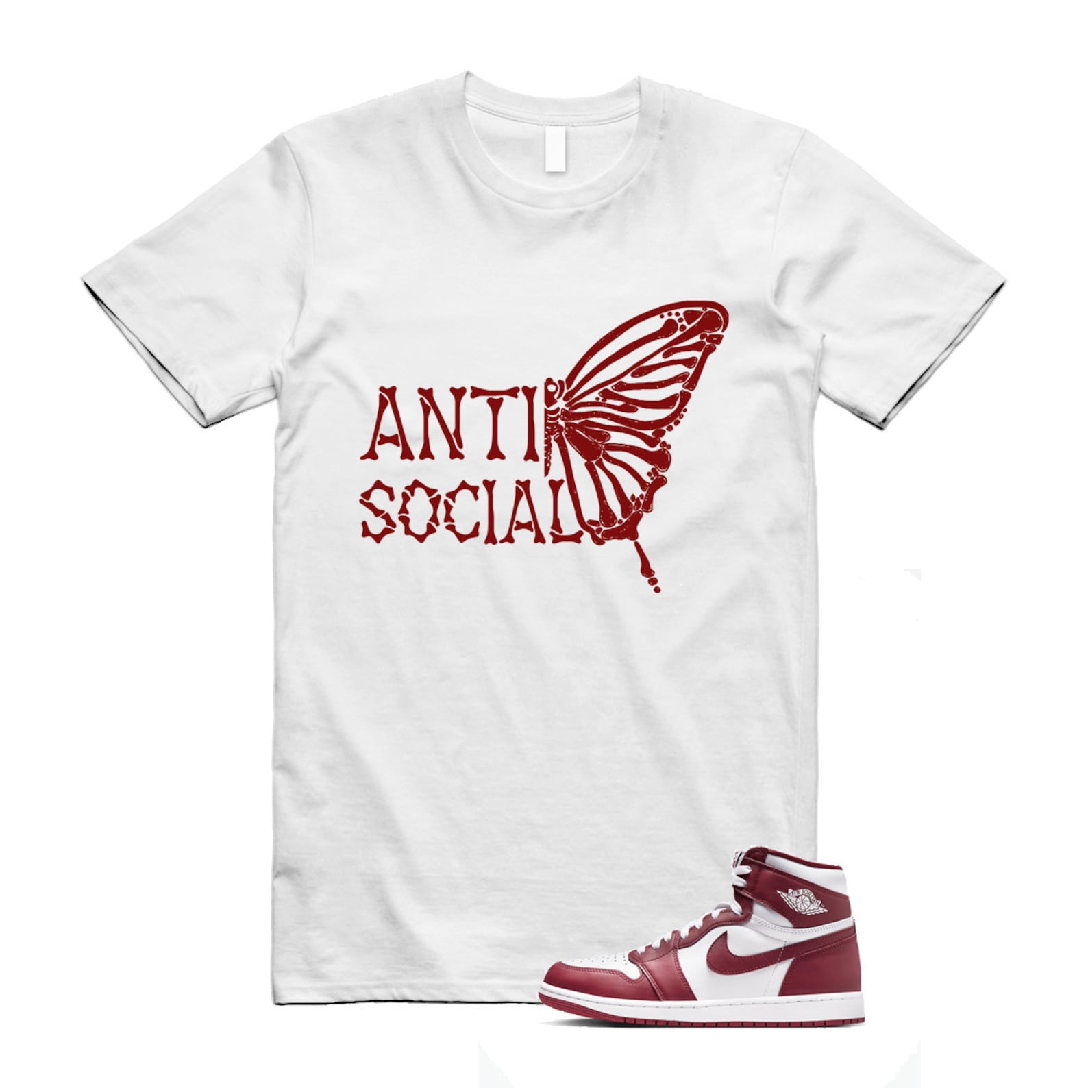 1 Artisanal Team Red Retro High OG White T Shirt Match ASB DZ5485-160 T-Shirt, Sneaker Match Tee