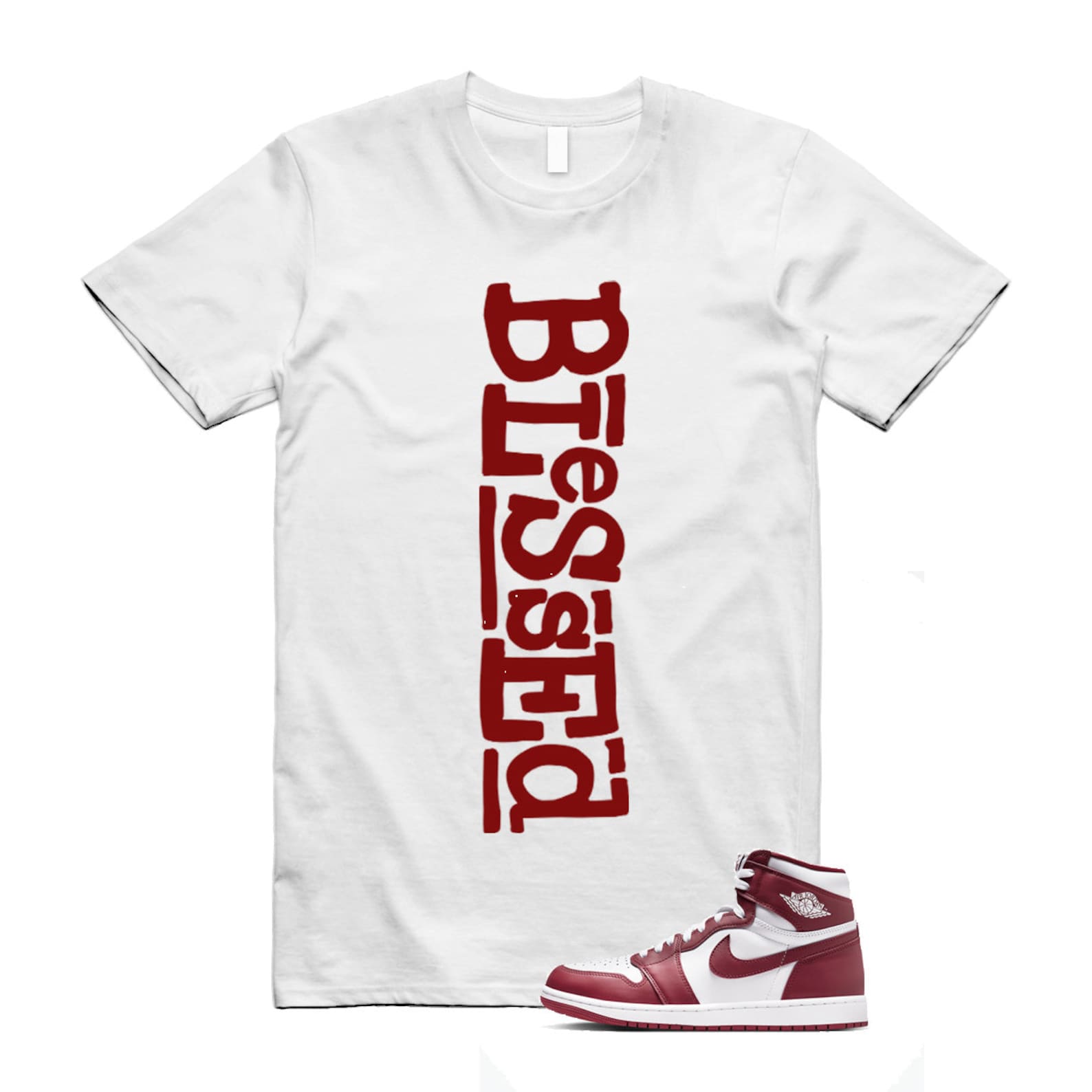 1 Artisanal Team Red Retro High OG White T Shirt Match B2 DZ5485-160 T-Shirt, Sneaker Match Tee