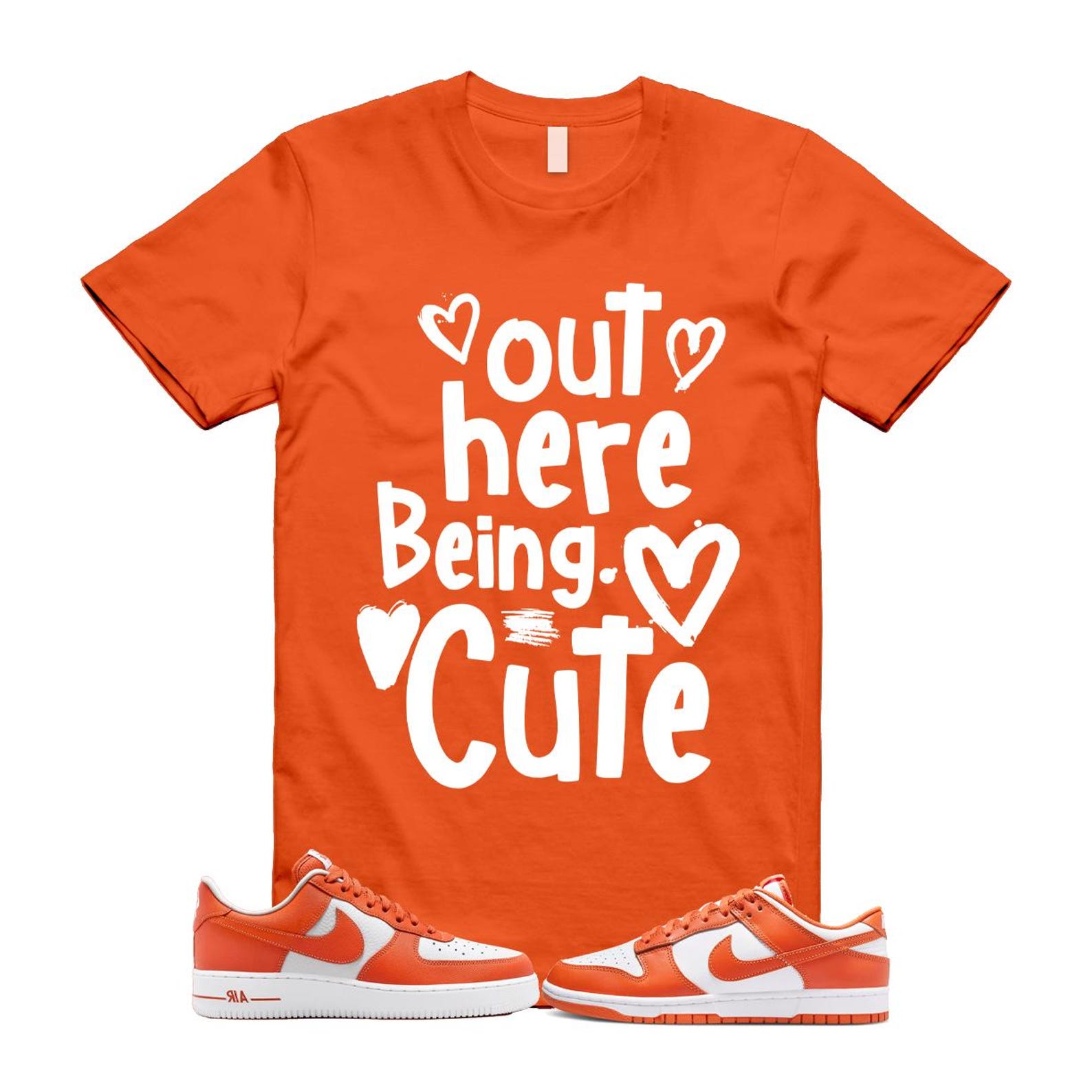 Dunk Cosmic Clay White Orange Low Air Force 1 '07 T Shirt Match Out Here Being Cute DV0833-114 T-Shirt, Sneaker Match Tee
