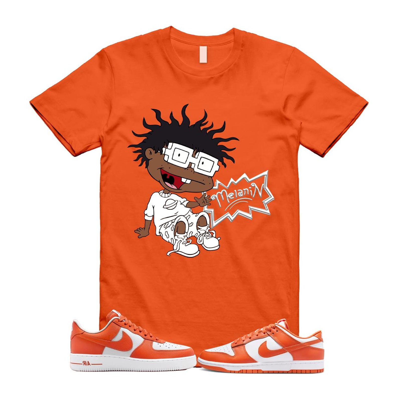 Dunk Cosmic Clay White Orange Low Air Force 1 '07 T Shirt Match MELANIN DV0833-114 T-Shirt, Sneaker Match Tee