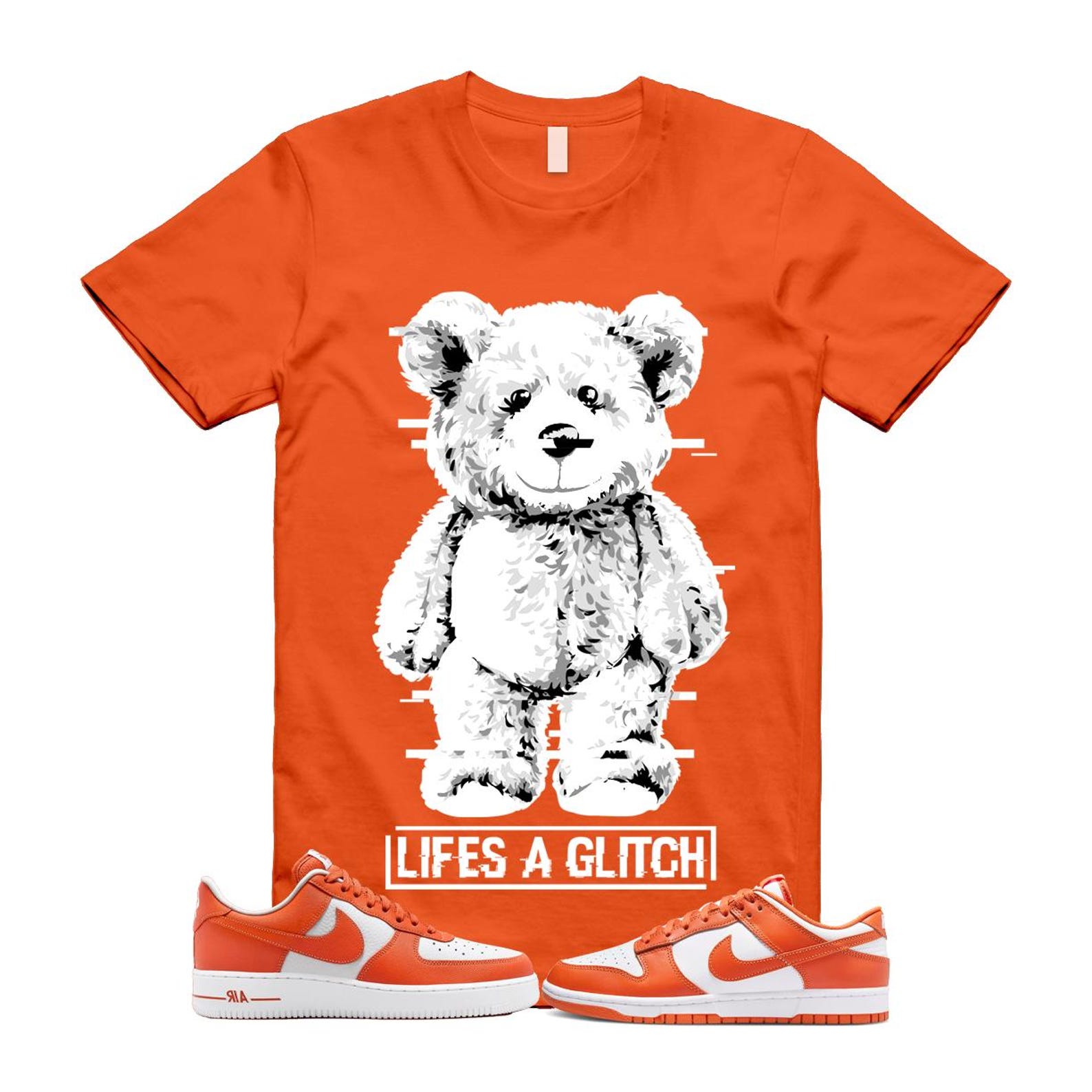 Dunk Cosmic Clay White Orange Low Air Force 1 '07 T Shirt Match GLITCH DV0833-114 T-Shirt, Sneaker Match Tee
