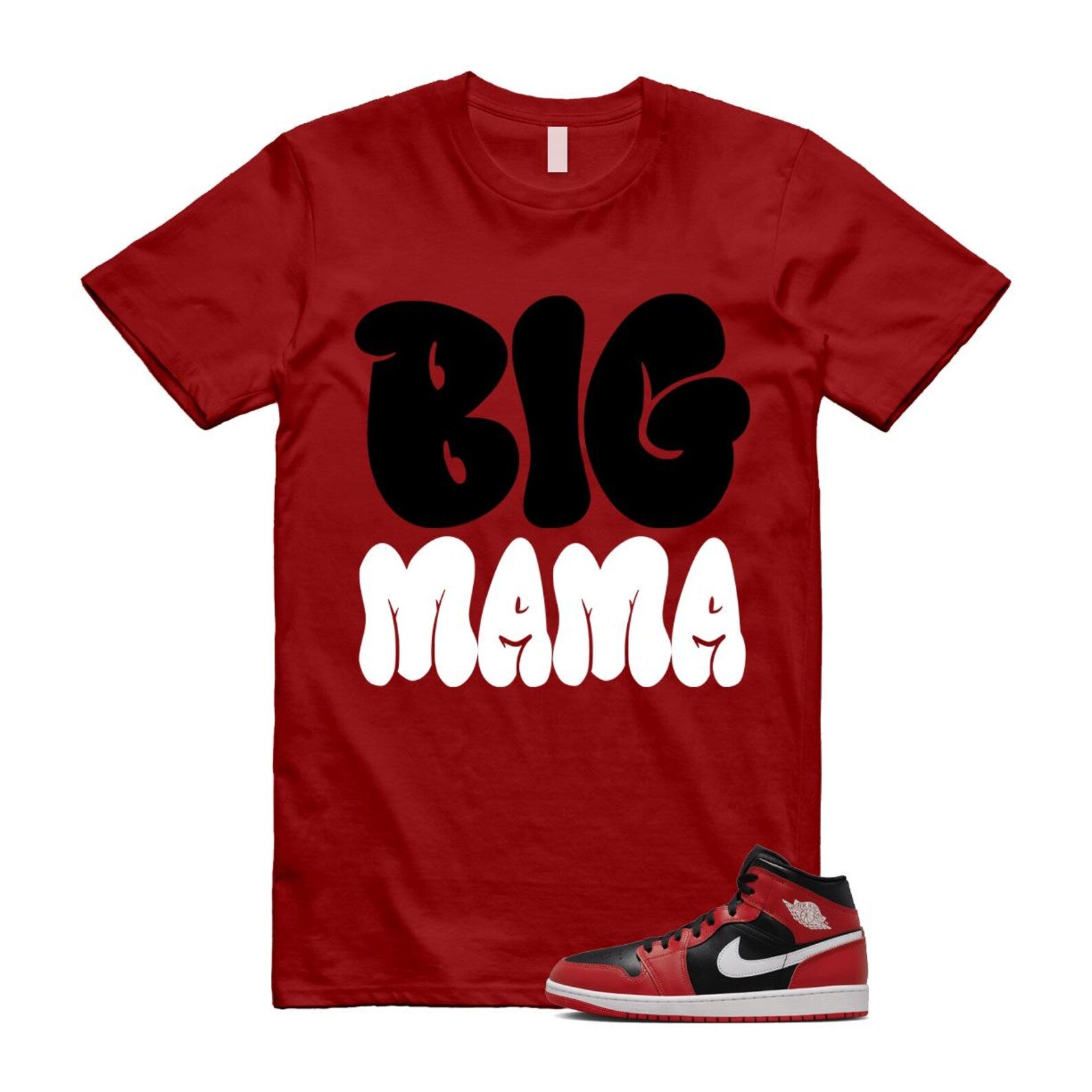Jordan 1 Mid Gym Red Black White (2024) T Shirt Match MAMA DQ8426-061 T-Shirt, Sneaker Match Tee