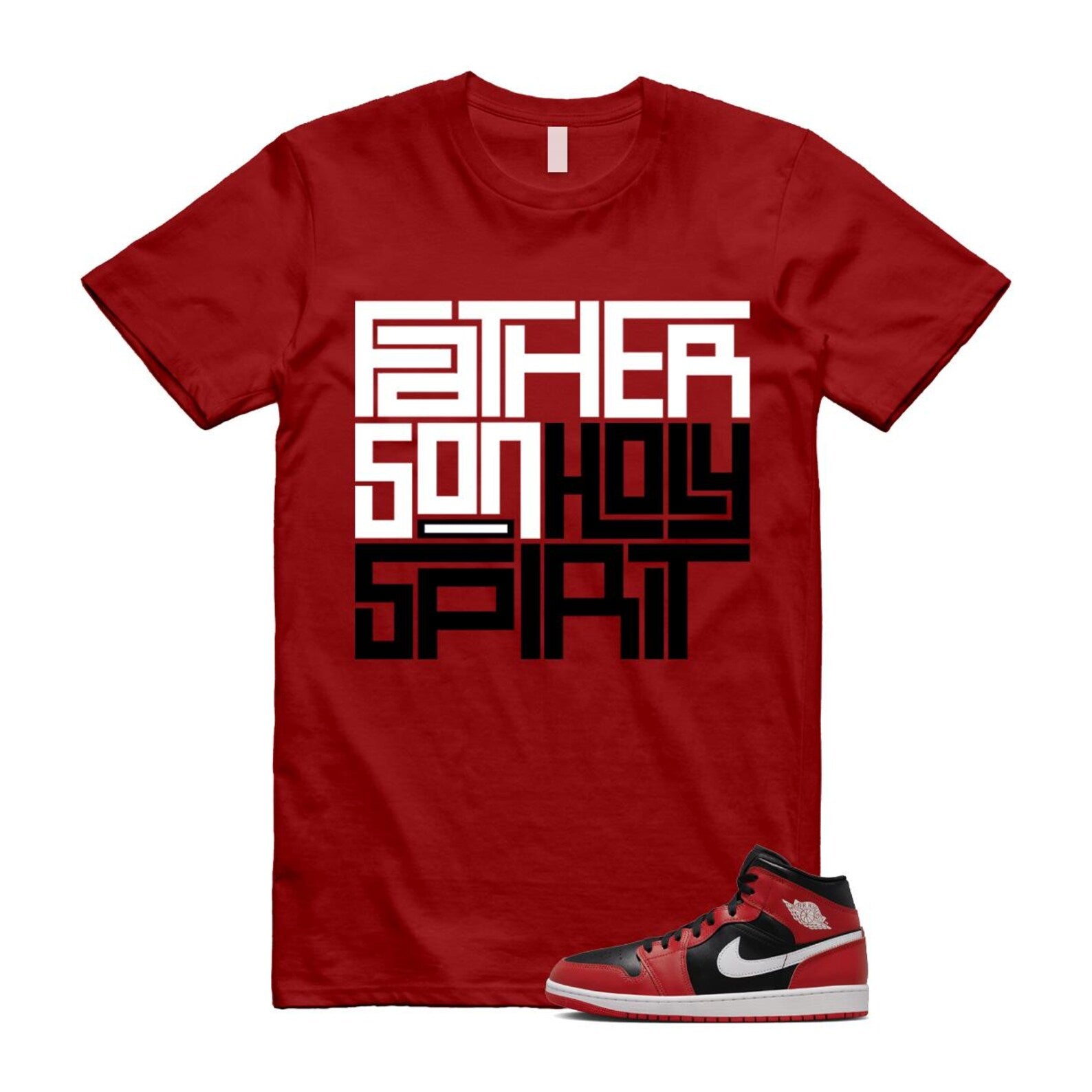Jordan 1 Mid Gym Red Black White (2024) T Shirt Match FATHER DQ8426-061 T-Shirt, Sneaker Match Tee