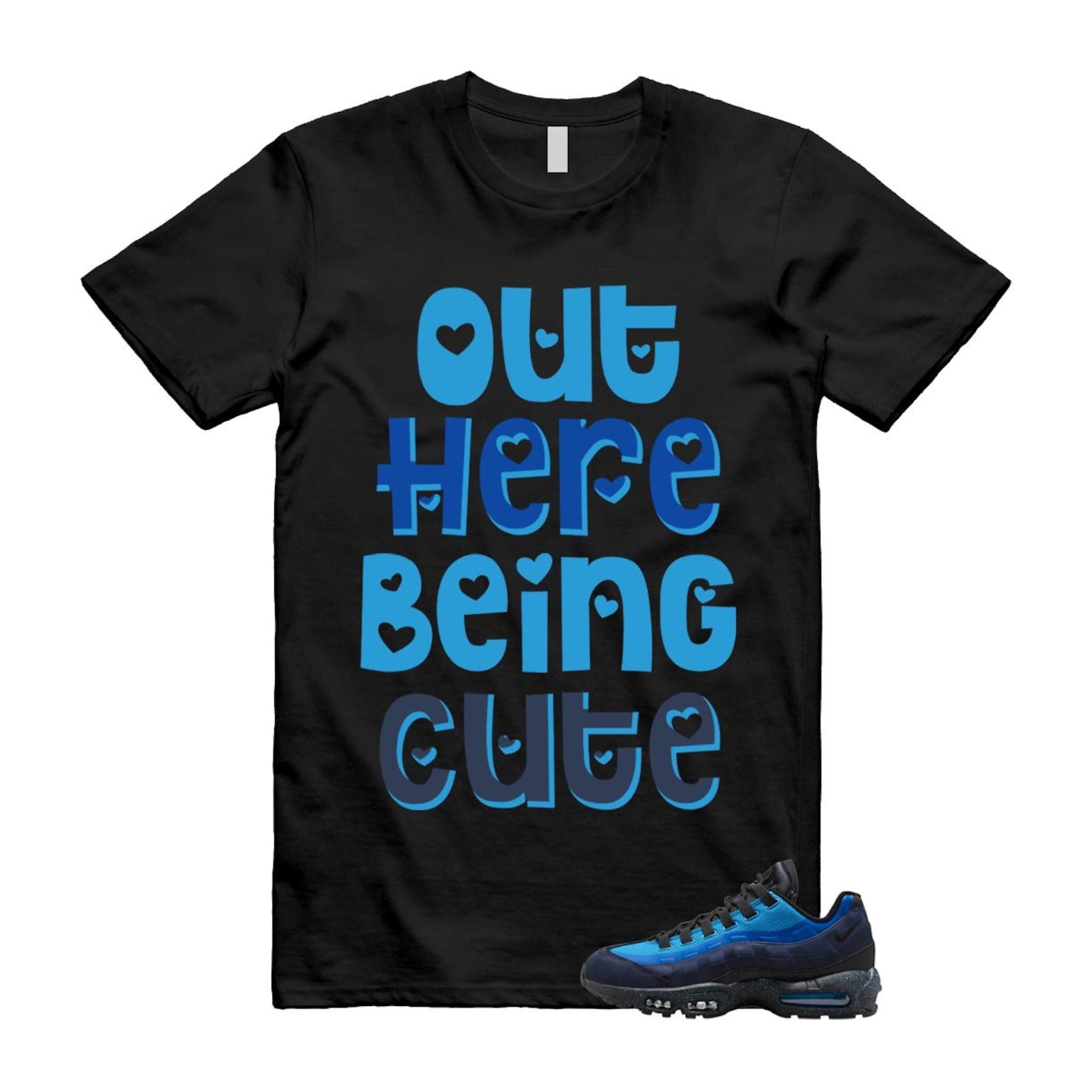 Air Max 95 Stash Obsidian Black Harbor Blue T Shirt Match Out Here Being Cute HF5515-400 T-Shirt, Sneaker Match Tee