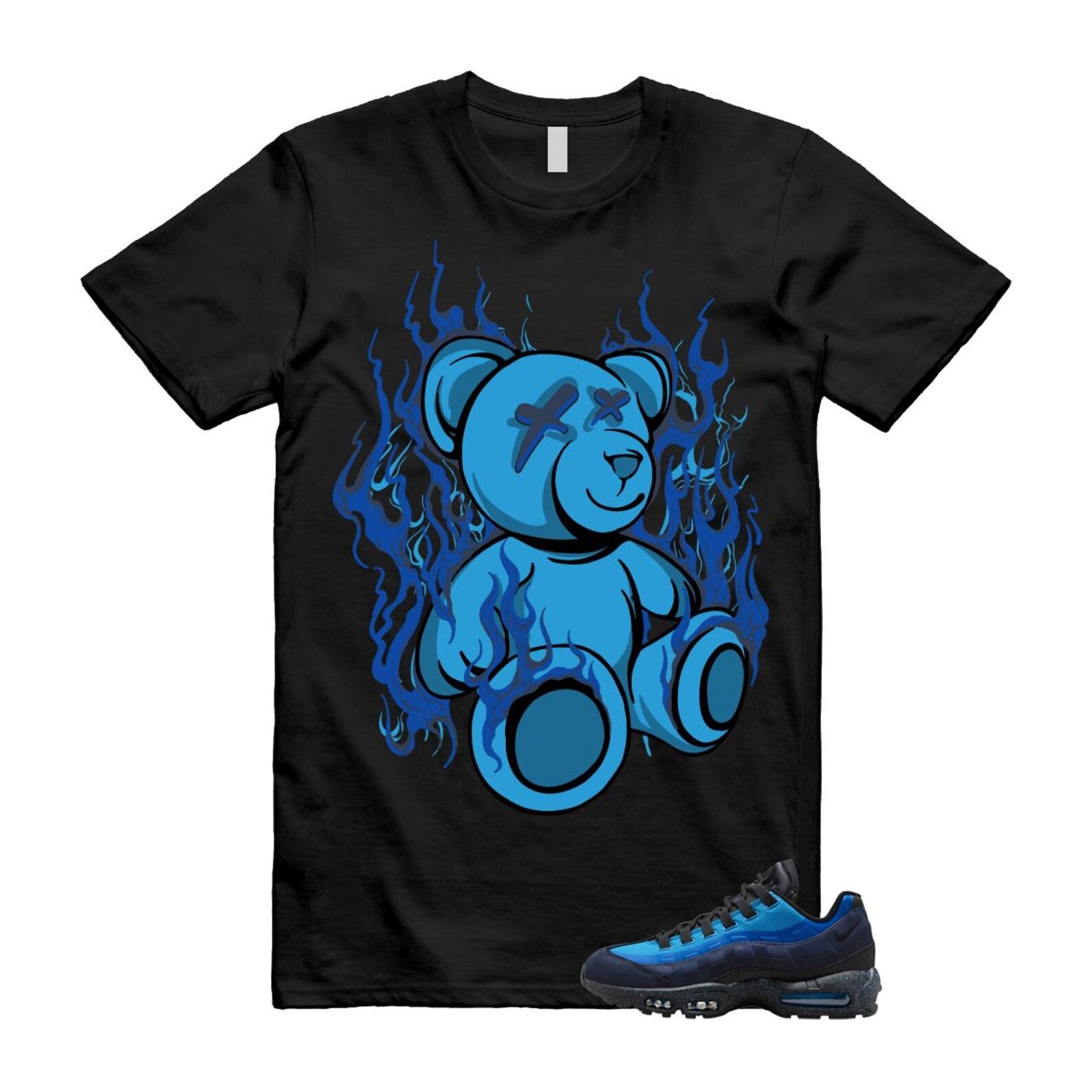 Air Max 95 Stash Obsidian Black Harbor Blue T Shirt Match LIT HF5515-400 T-Shirt, Sneaker Match Tee