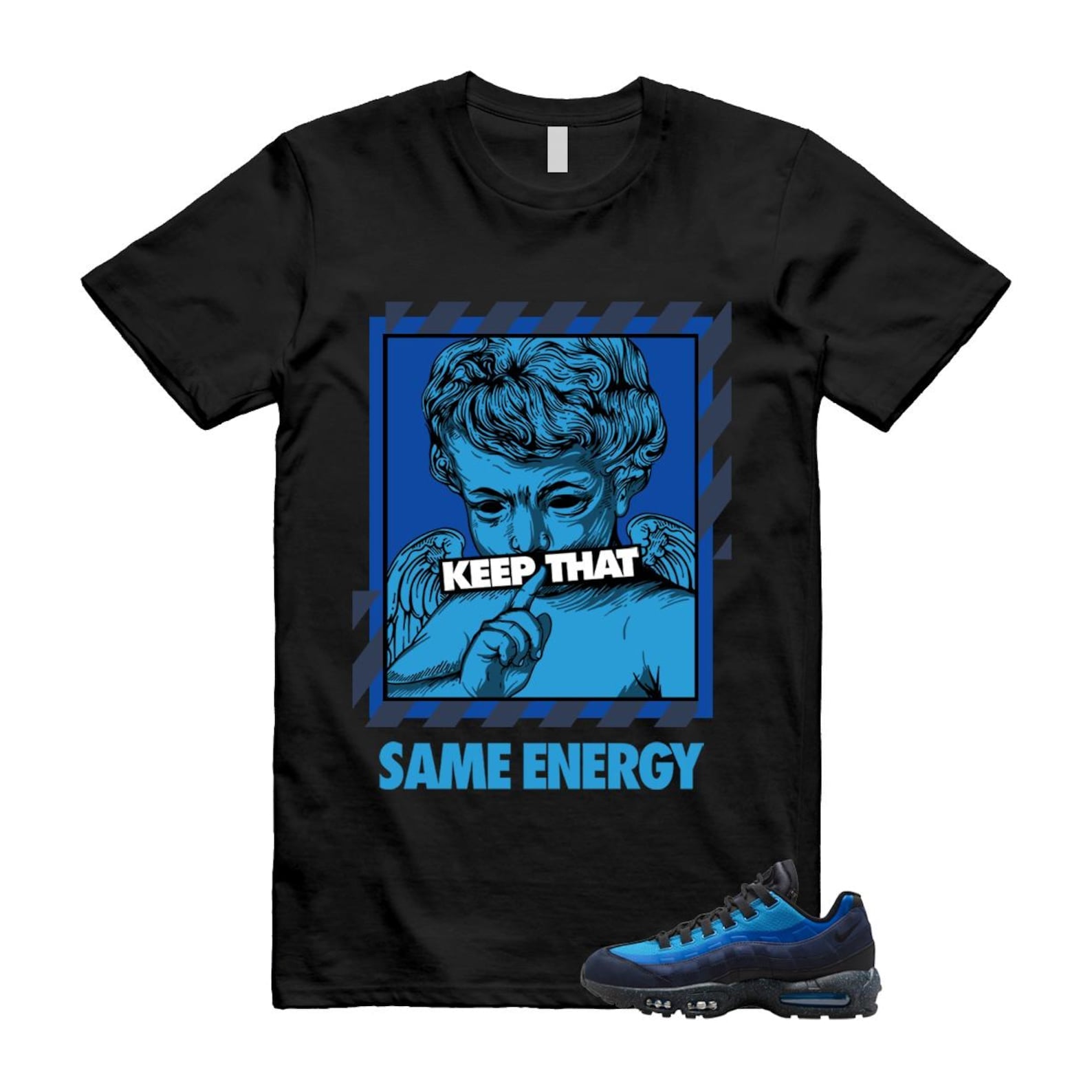 Air Max 95 Stash Obsidian Black Harbor Blue T Shirt Match Keep That Energy HF5515-400 T-Shirt, Sneaker Match Tee