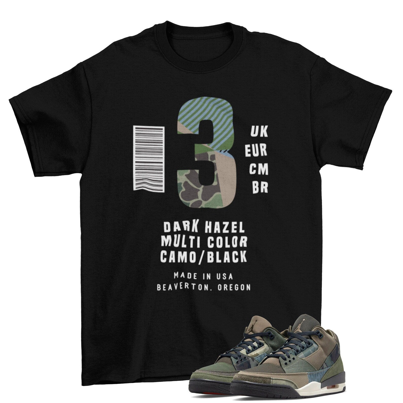 Box Label Jordan 3 Patchwork Softstyle T-Shirt, DO1830-200 T-Shirt, Sneaker Match Tee