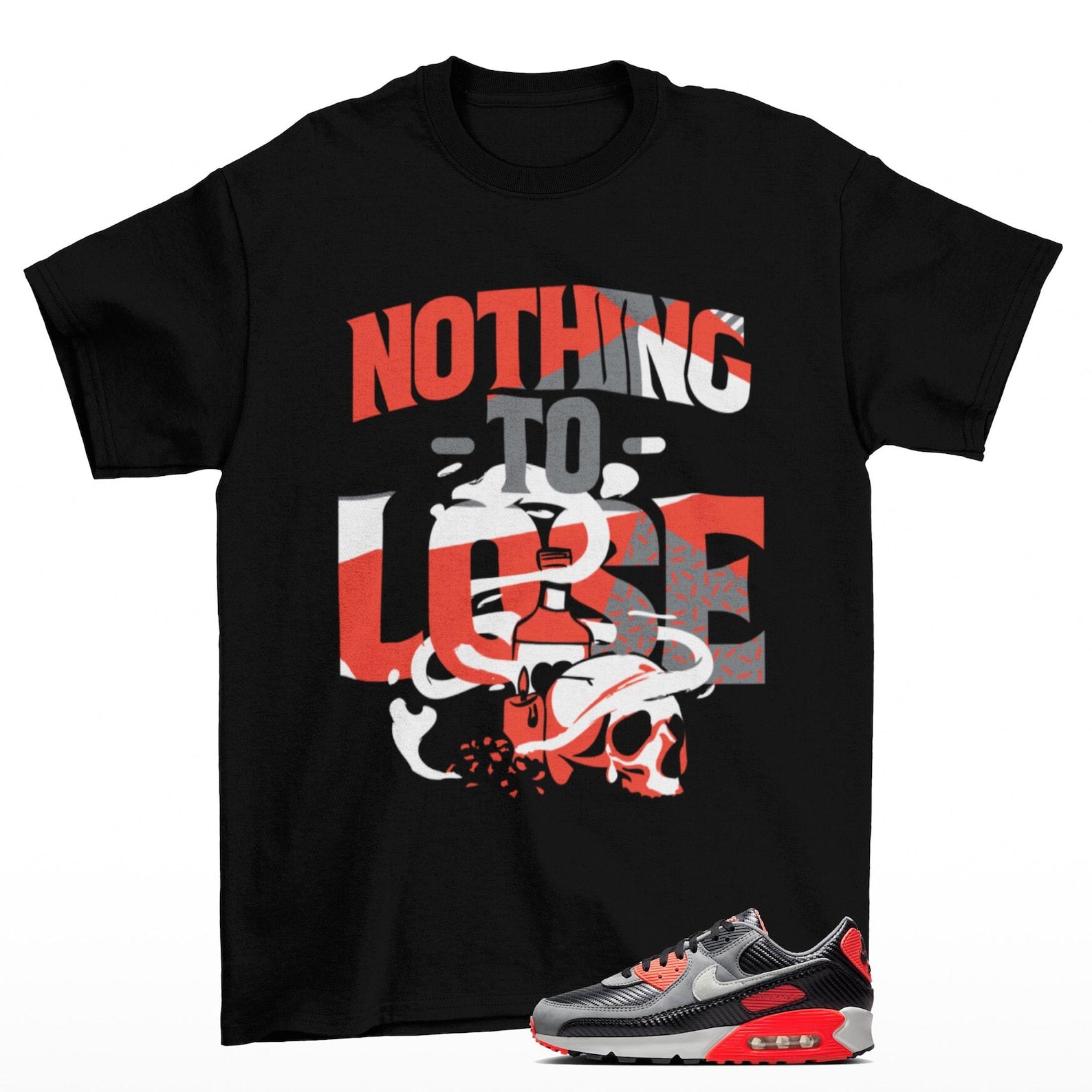 Nothing To Lose Air Max 90 Carbon Fiber Infrared Sneaker Matching T Shirt, HM9432-001 T-Shirt, Sneaker Match Tee