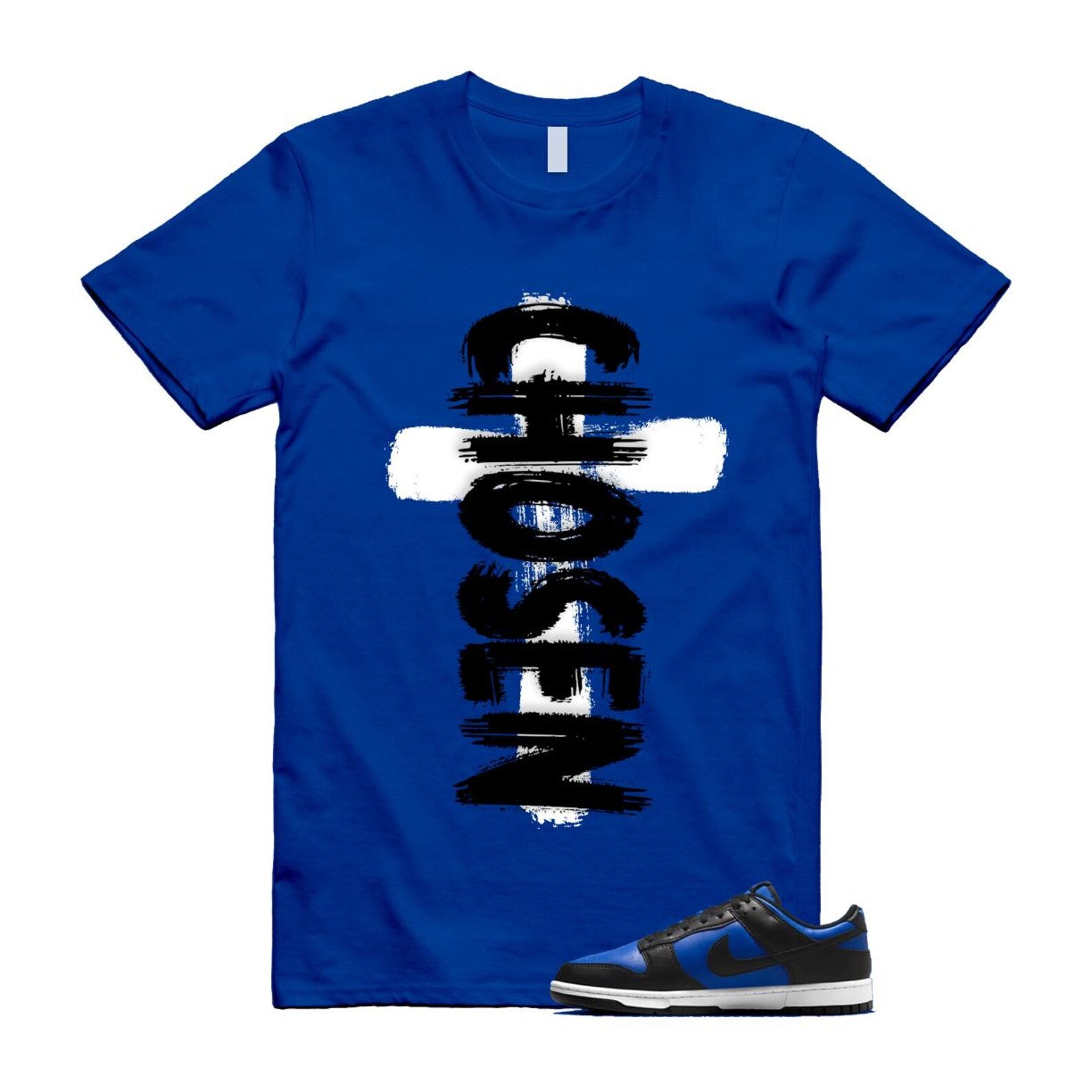 Dunk Hyper Royal Black White T Shirt Match CHOSEN HF5441-401 T-Shirt, Sneaker Match Tee