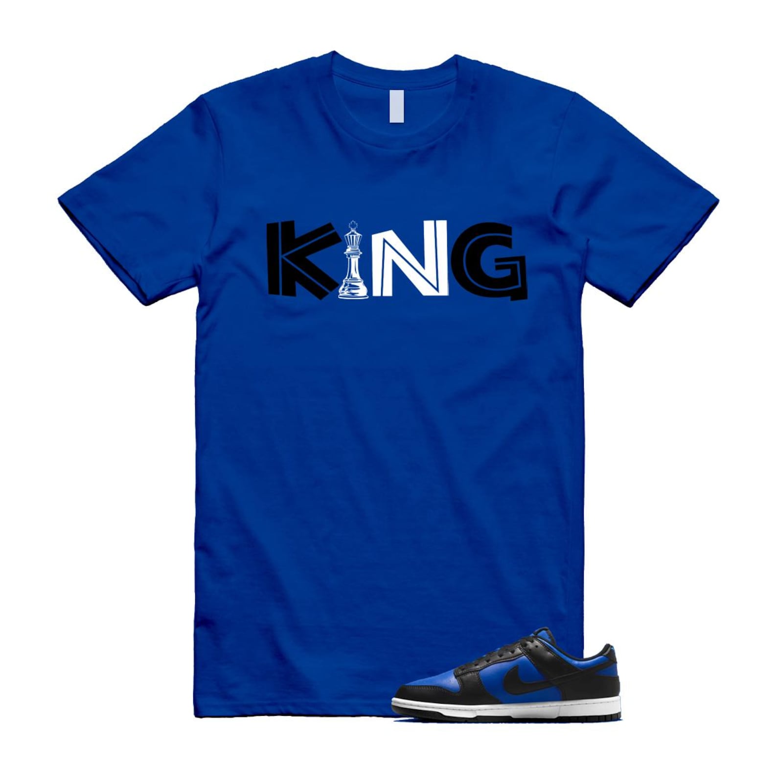 Dunk Hyper Royal Black White T Shirt Match KING HF5441-401 T-Shirt, Sneaker Match Tee
