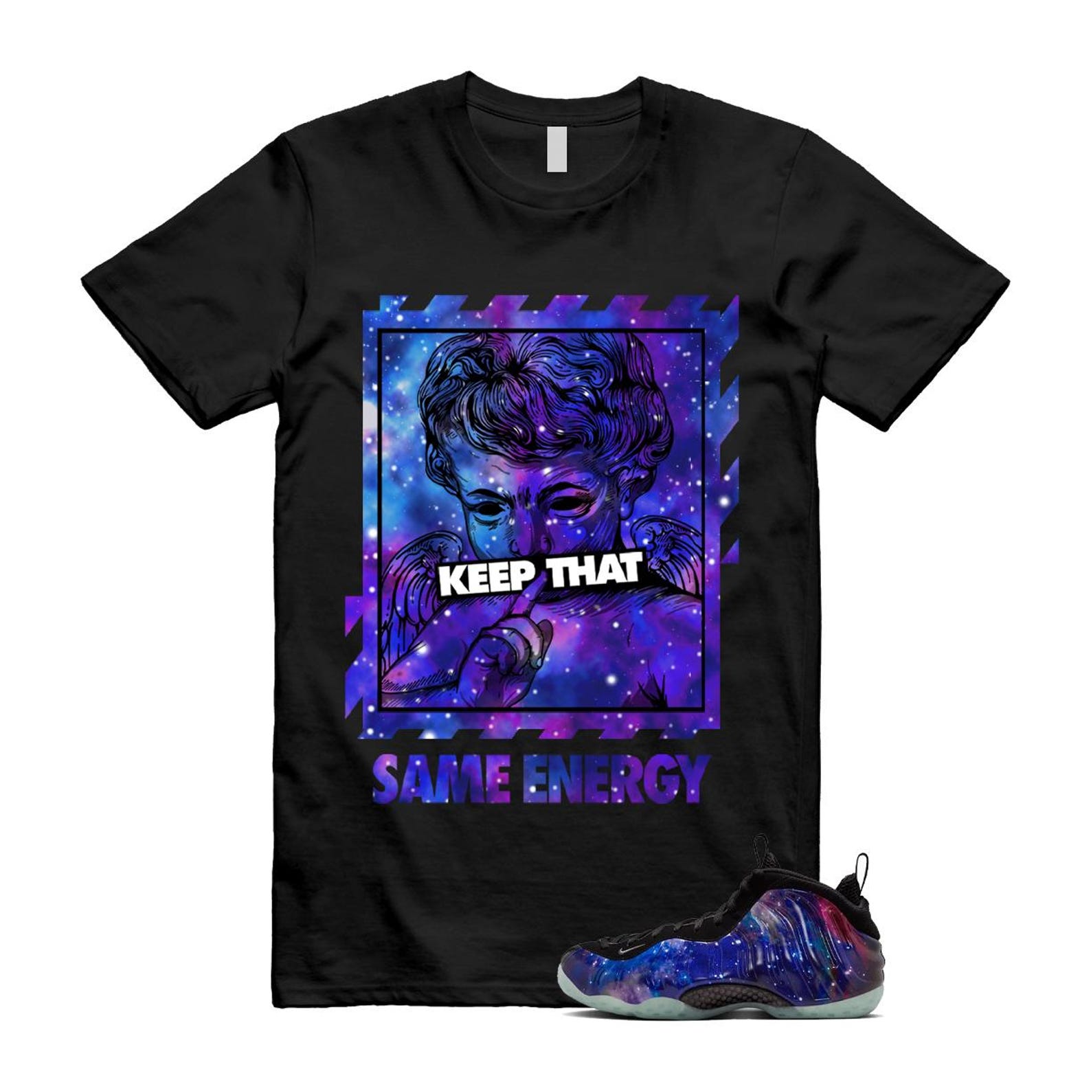 Galaxy Air Foamposite One 2025 Obsidian Black Anthracite T Shirt Match ENERGY, FQ4303-400 Sneaker Match Tees T-Shirt, Sneaker Match Tee