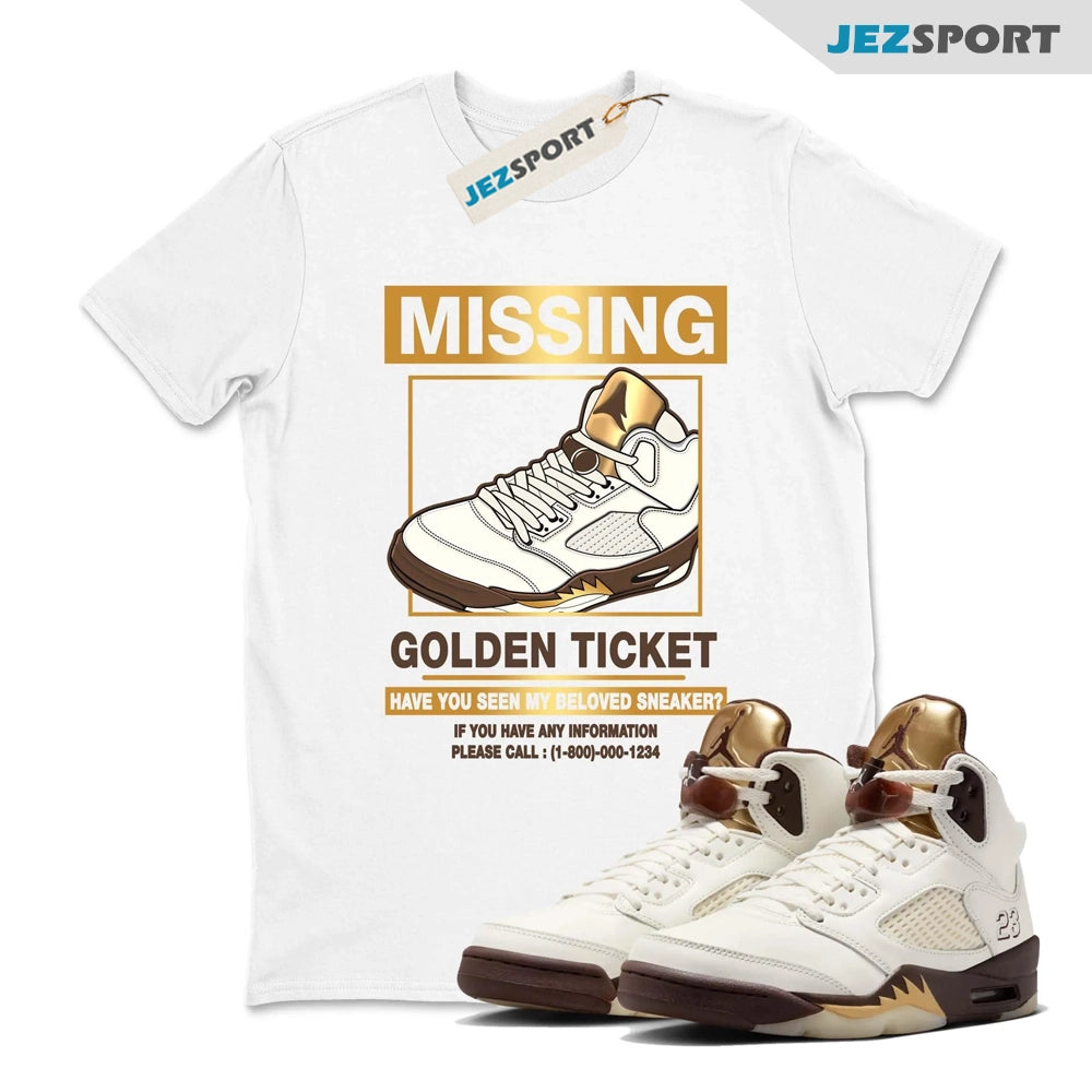 Missing Sneaker Best T-shirts To Wear With Jordan 5s Golden Ticket, DD9336-200 Sneaker Match Tees T-Shirt, Sneaker Match Tee