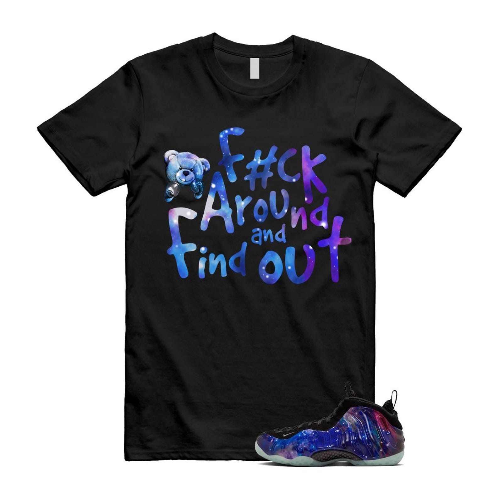 Galaxy Air Foamposite One 2025 Obsidian Black Anthracite T Shirt Match FCK, FQ4303-400 Sneaker Match Tees T-Shirt, Sneaker Match Tee