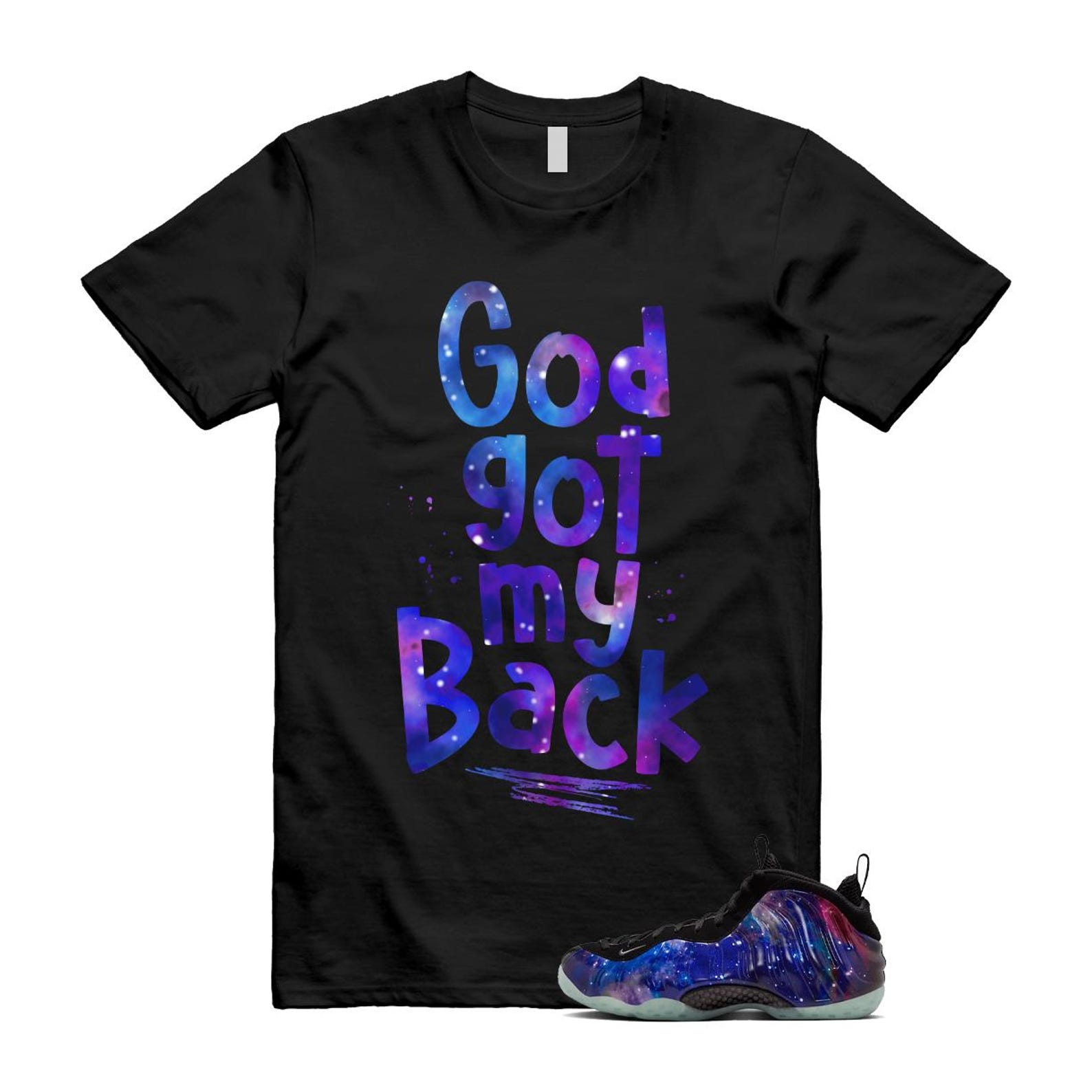 Galaxy Air Foamposite One 2025 Obsidian Black Anthracite T Shirt Match GOD, FQ4303-400 Sneaker Match Tees T-Shirt, Sneaker Match Tee