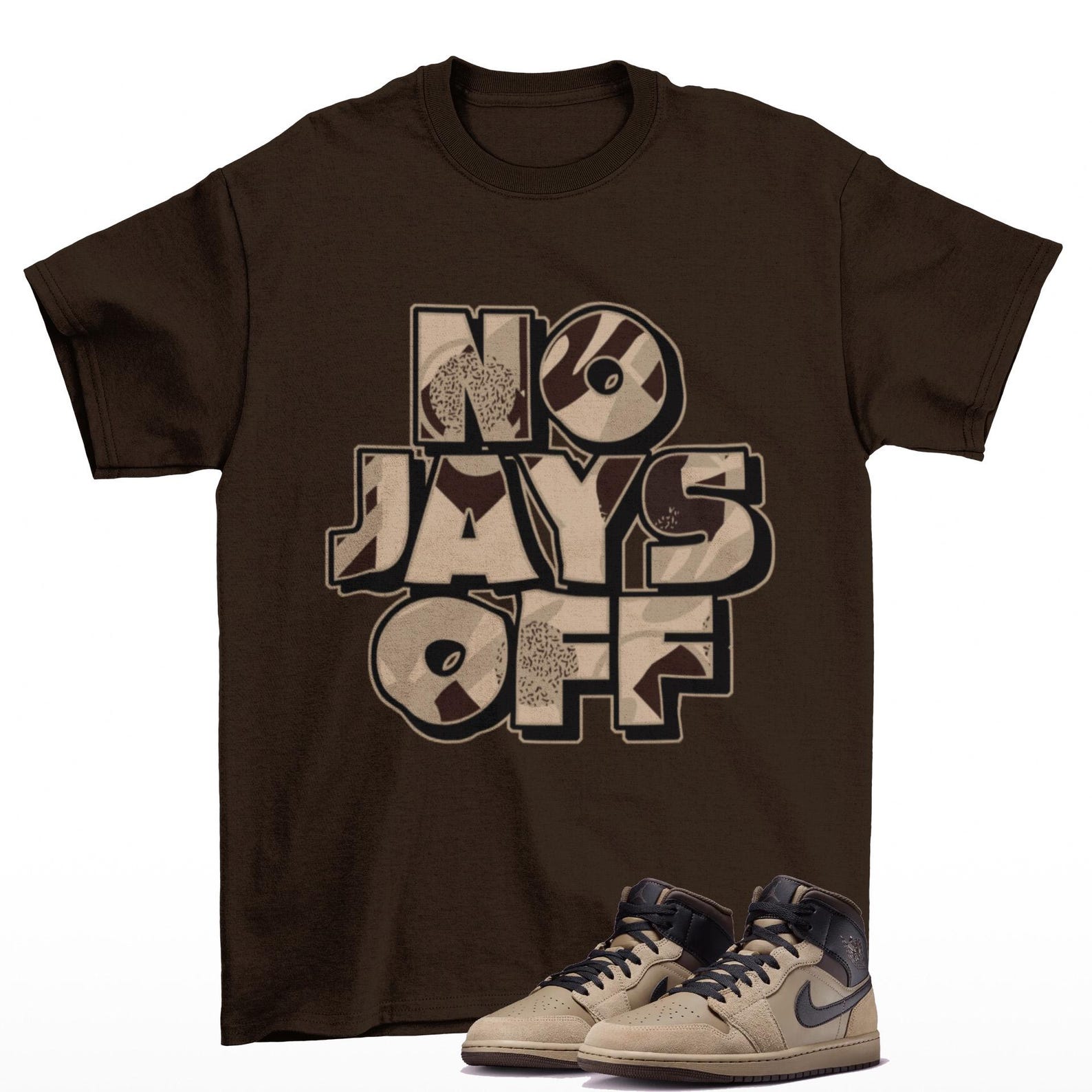 Jay All Day Sneaker T Shirt to Match Jordan 1 Mid Khaki Baroque Brown, HV6422-200 T-Shirt, Sneaker Match Tee