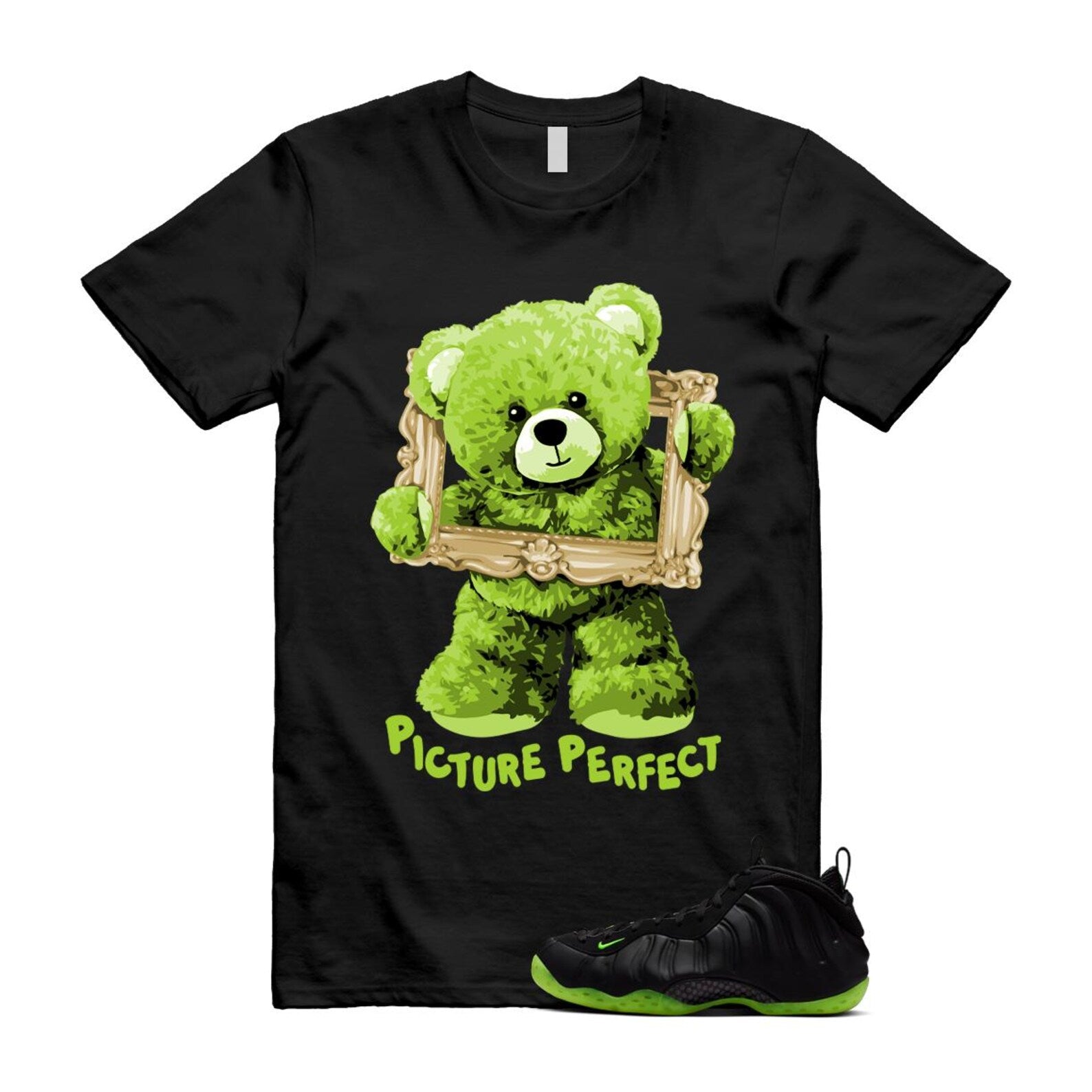 Foamposite Volt Black Air One T Shirt Match PIC HF2902-001 T-Shirt, Sneaker Match Tee